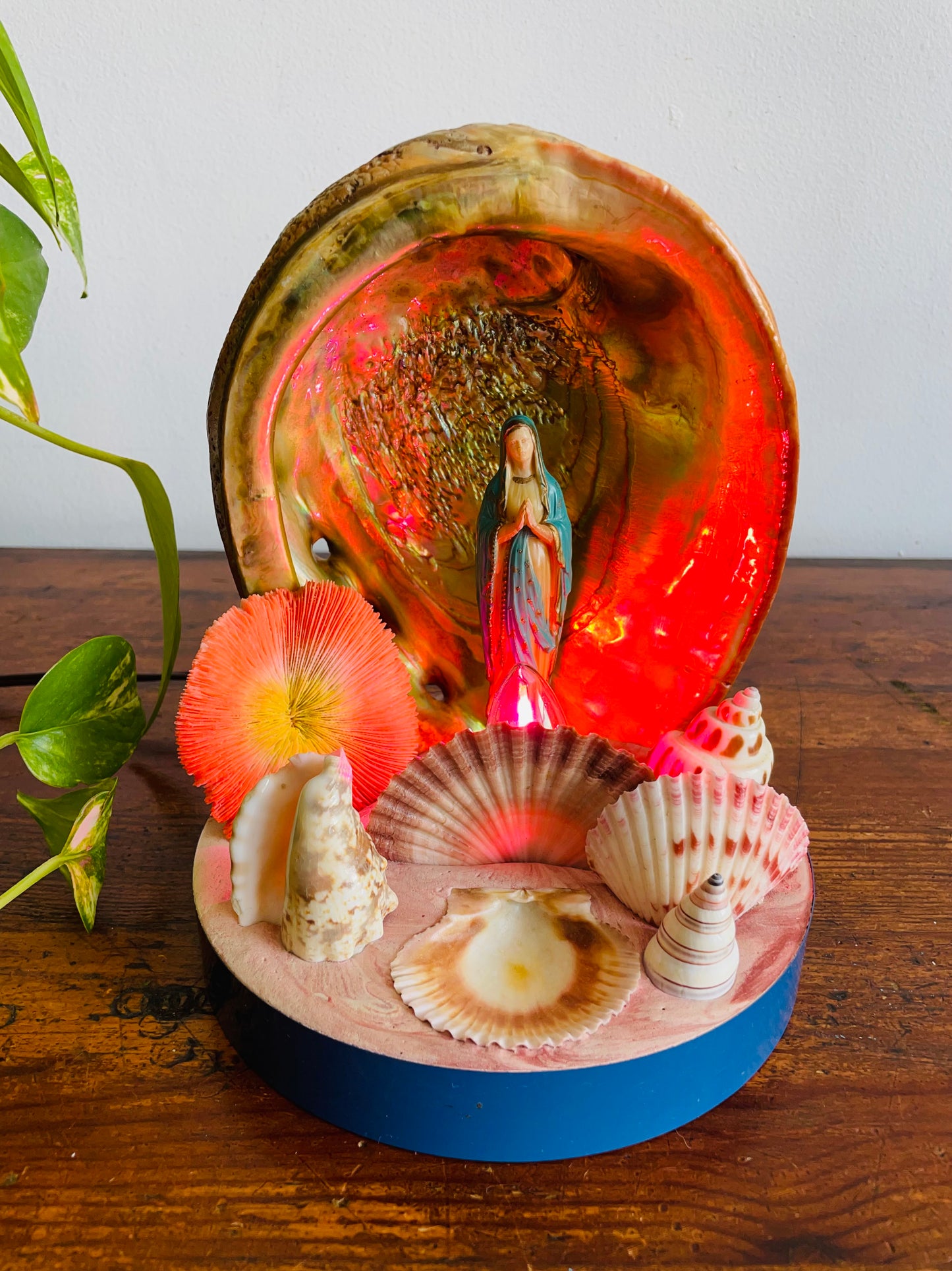 Kitschy & Unique Mary Under The Sea Shell Lamp