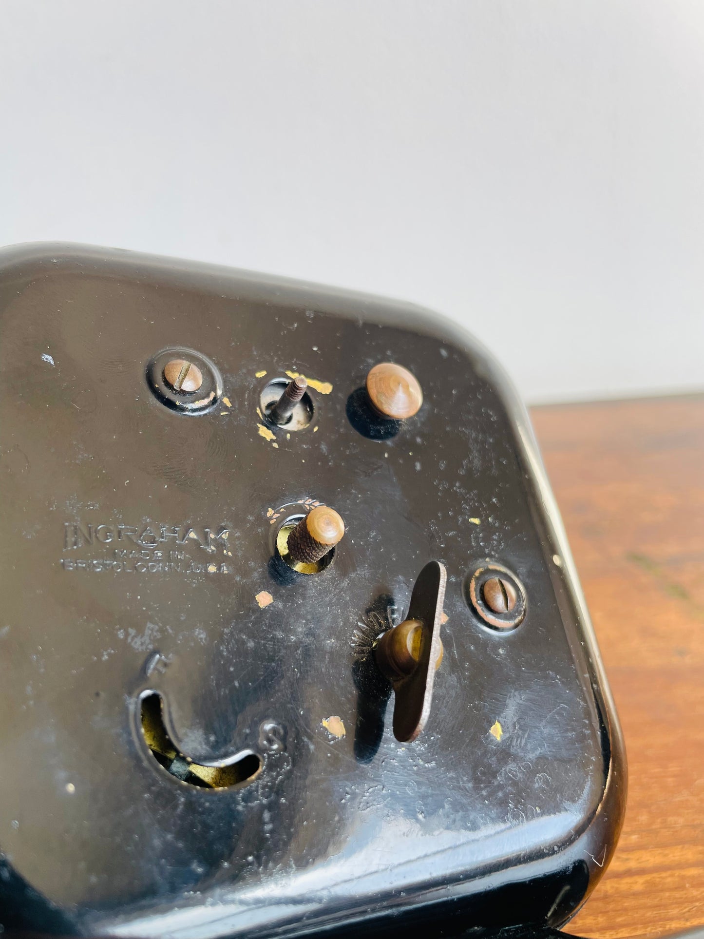 Sentinel Black Metal & Brass Clock - E. Ingraham Co. Bristol Connecticut - As-Is