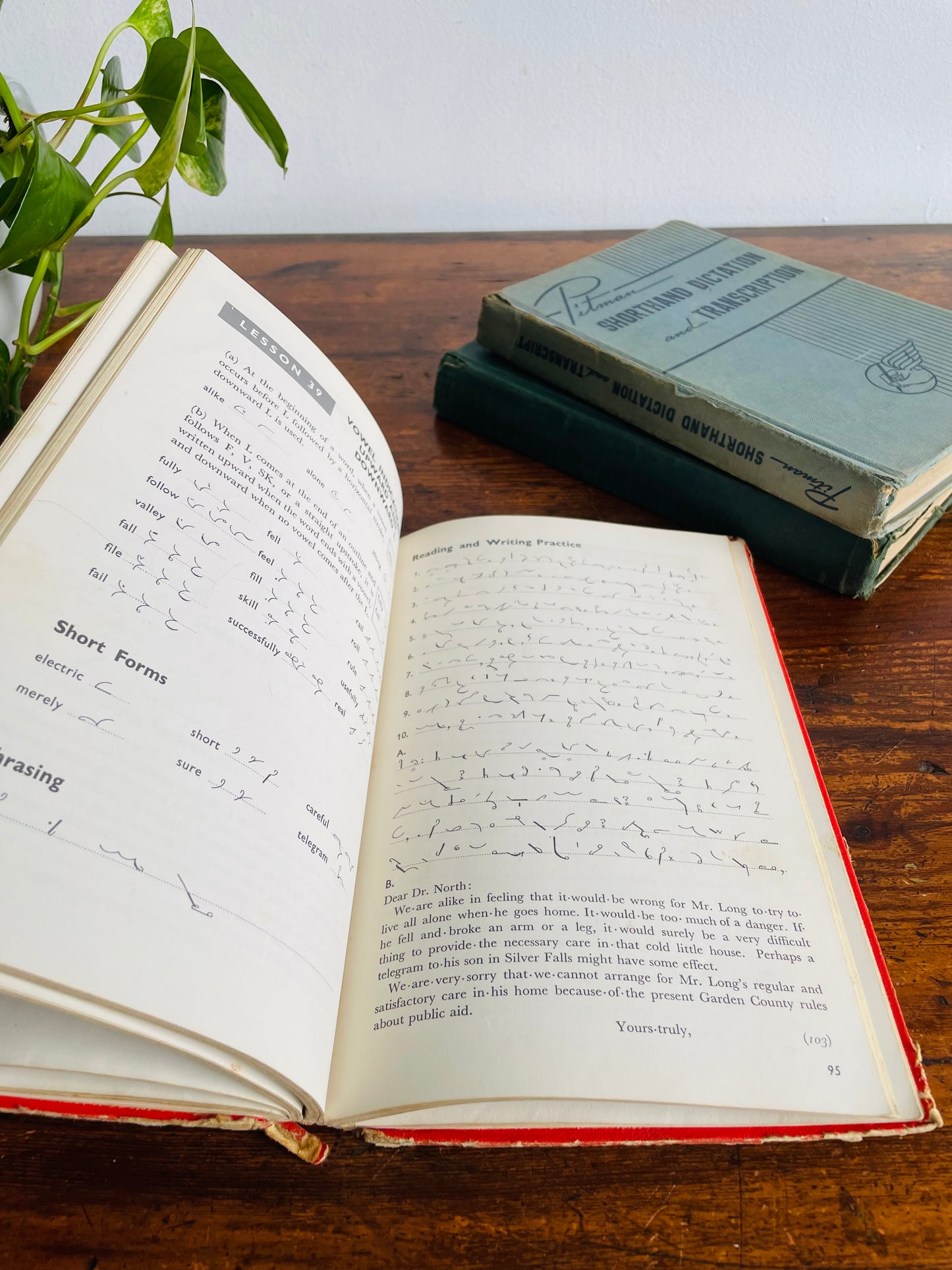 Shorthand Clothbound Hardcover Book Bundle - Set of 3 - Pitman Shorthand Dictation & Transcription, New Basic Course in Pitman Shorthand (1962), & Steps to Success in Shorthand Book II (1948)
