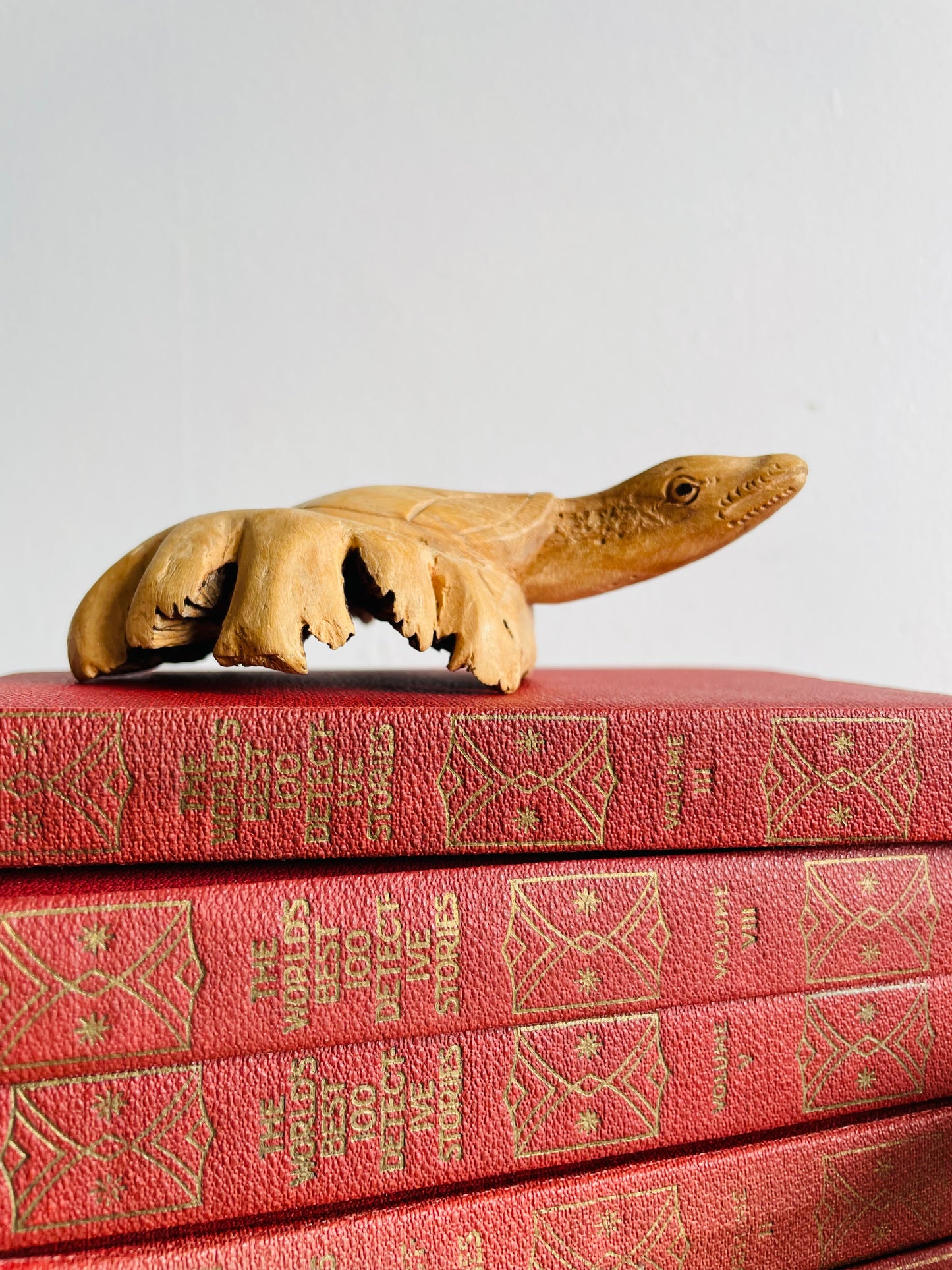 Hand Carved Wooden Turtle Sculpture Figurine