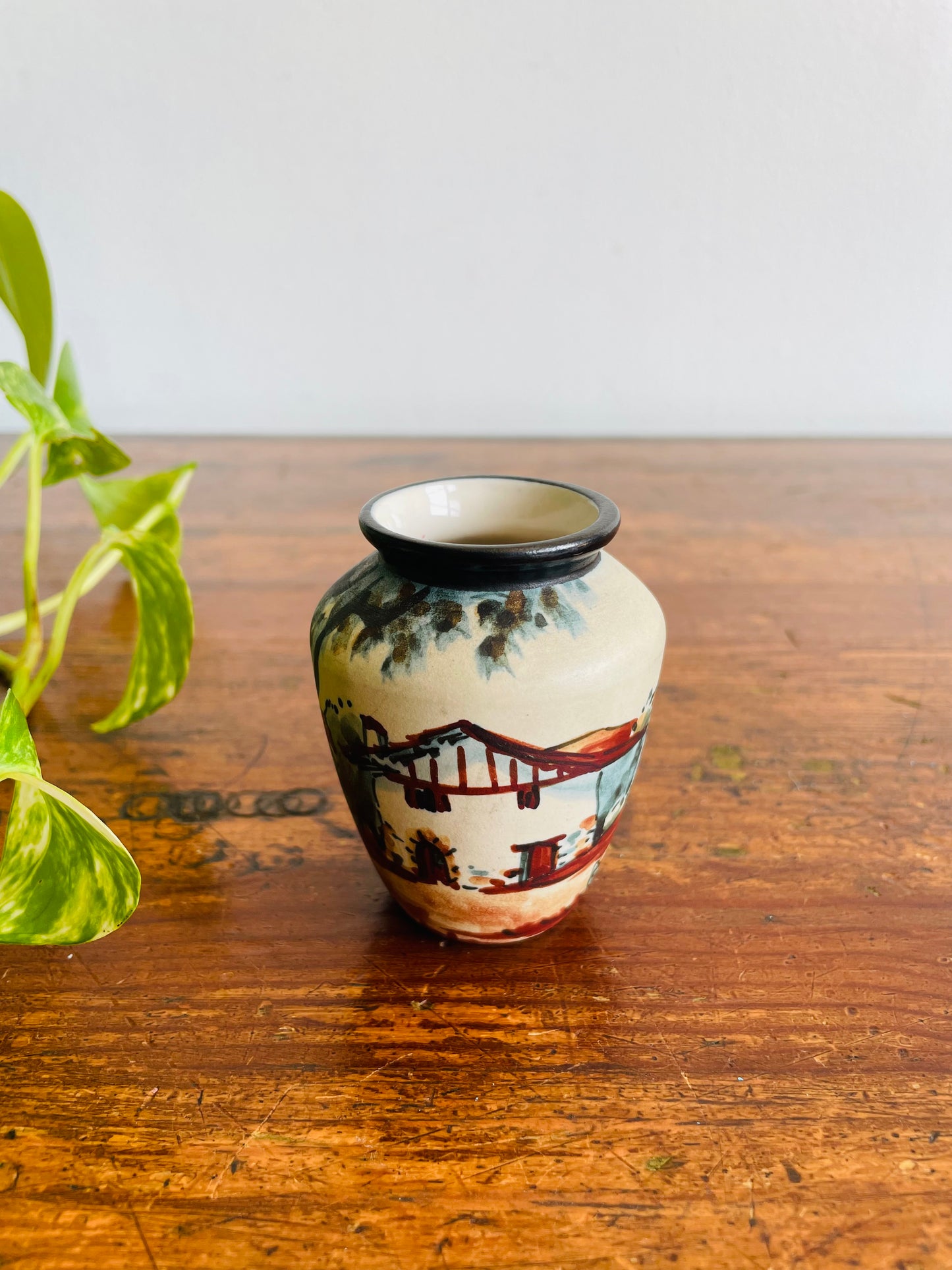 RF Ciboure Pottery Vase from French Basque Country - Signed by Artist Anne Marie (A.) Grillard - Found in Limerick, Ireland