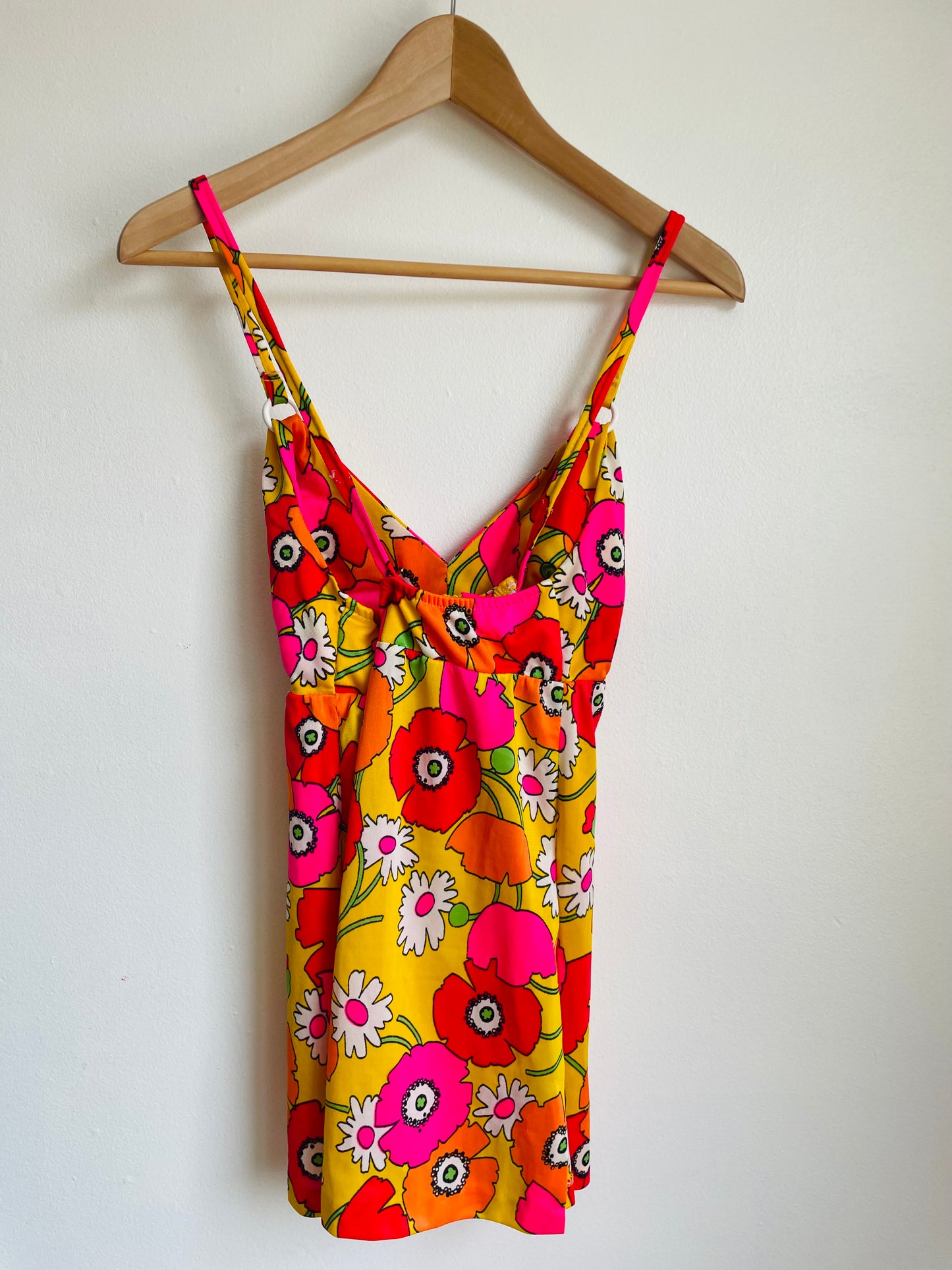 Groovy Sears Junior Bazaar Two Piece Sun Lounge Set or Swimsuit with Bright Flower Pattern - Wear Separately or Together - Bottoms & Tank Top - Please Read