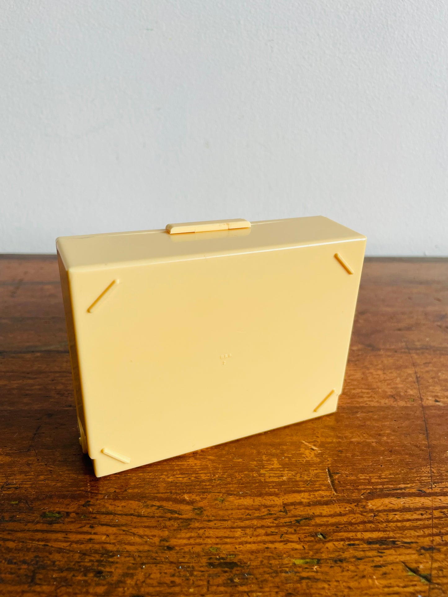 Celluloid Trinket Box with Hinged Lid & Green Grecian Design