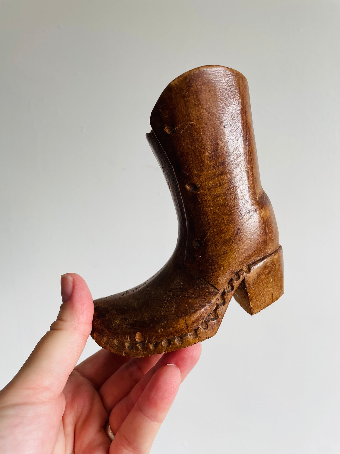Handmade Wooden Boot Shoe - Carved From a Single Piece of Wood!