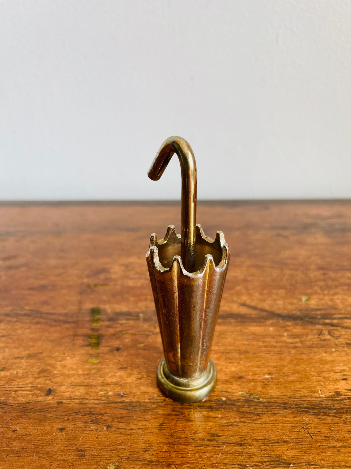 Vintage Solid Brass Umbrella Toothpick or Match Holder