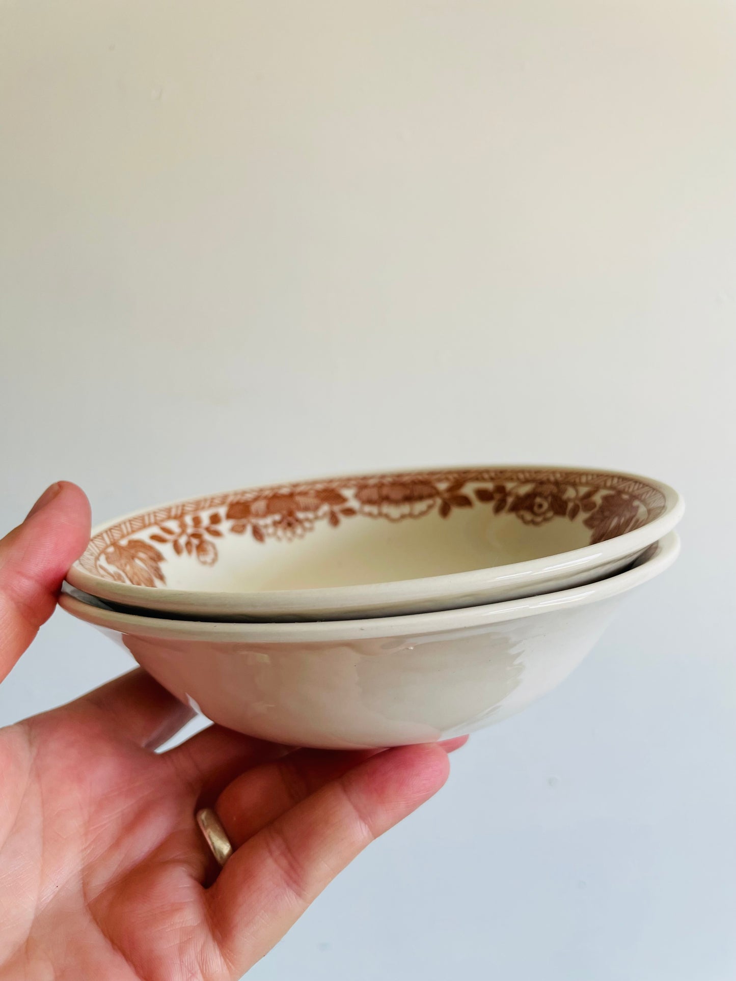Broadhurst English Ironstone Cereal Bowls - Kathie Winkle Grosvenor Flower Pattern - Set of 2 - Found in Killarney, Ireland