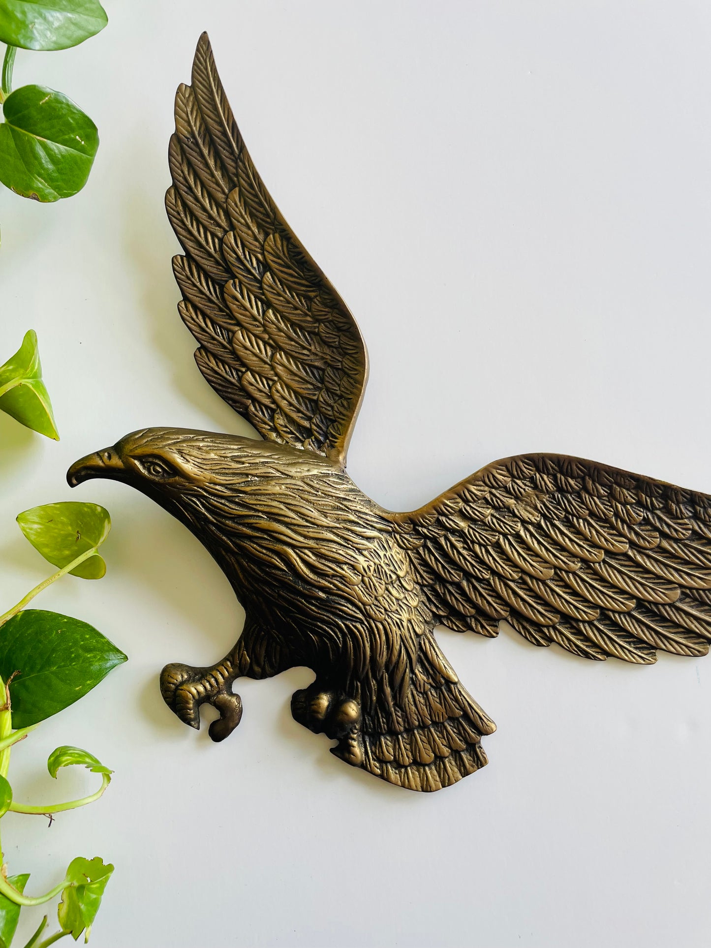 Vintage Solid Brass Flying Eagle Bird - Wall Hanging Decor