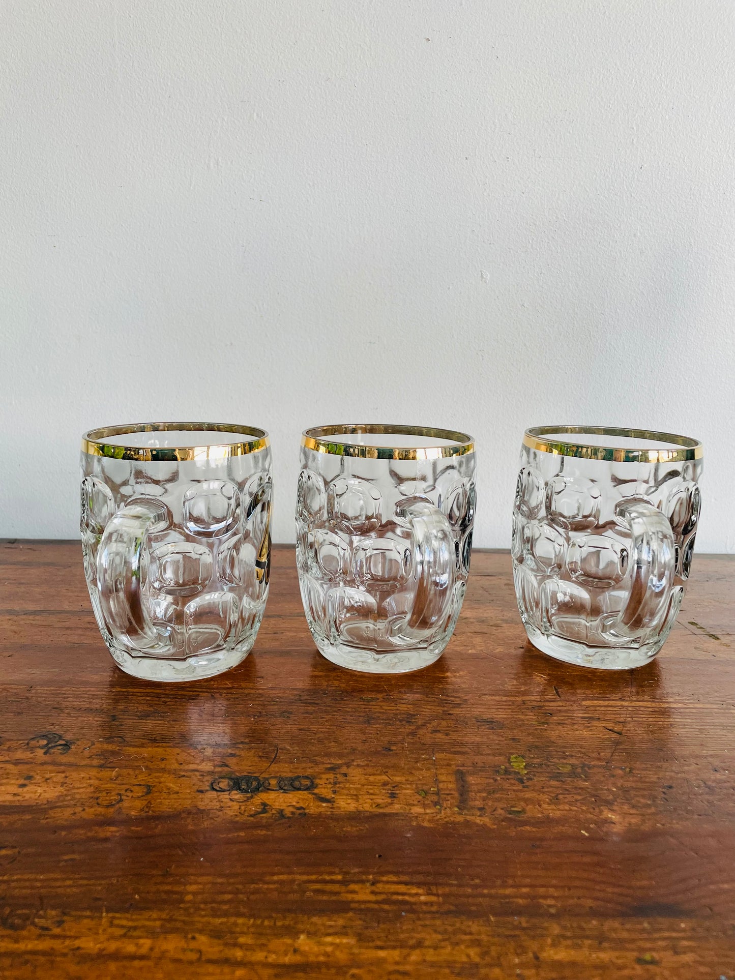 Beaverhead Glass Beer Mug Tankard with Bowling Graphic - Made in England - Set of 3
