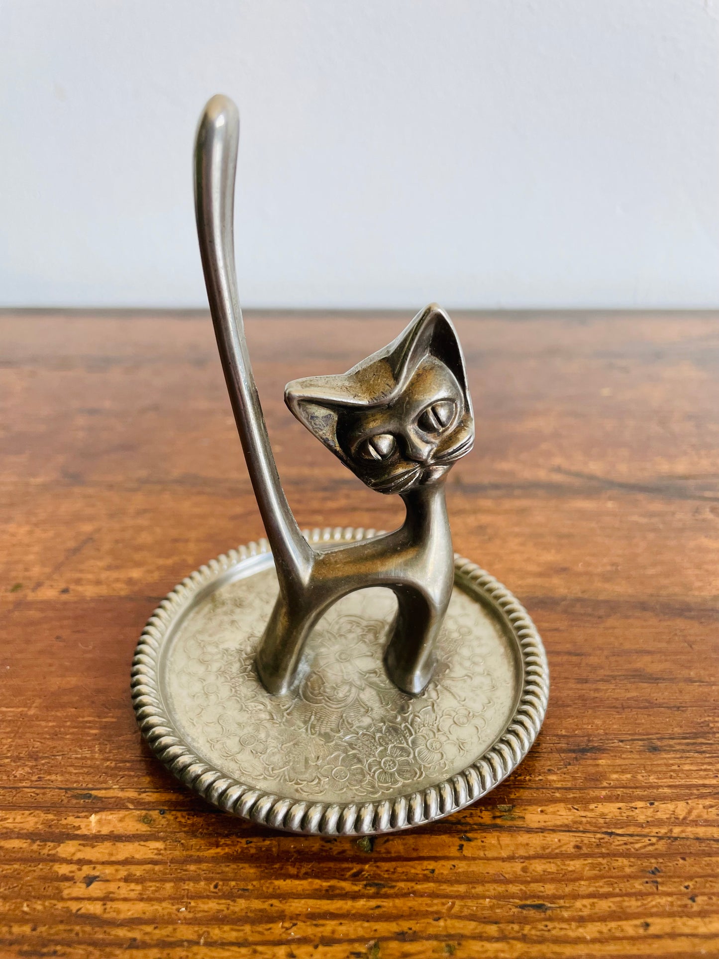 Seba Silver Plated Cat Ring Holder & Jewellery Dish - Made in England