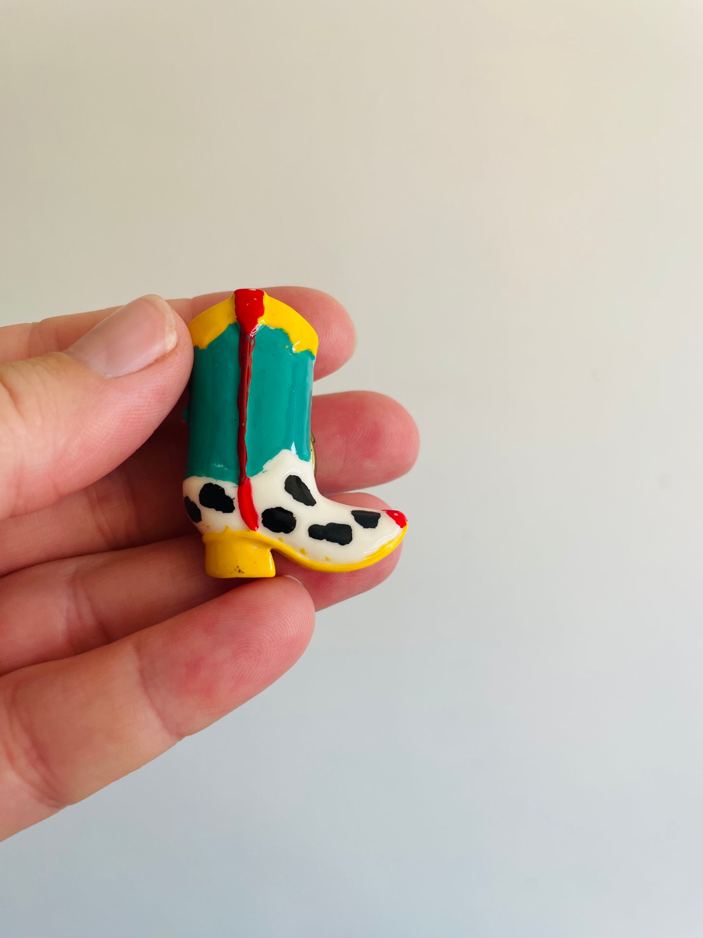 Cowboy Boot Button Cover - Yellow & Turquoise - Clip Over Your Button to Add Some Flair!