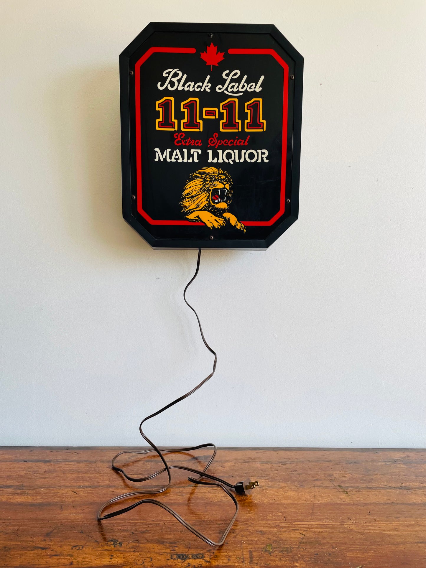 Black Label 11-11 Extra Special Malt Liquor Wall Mount Light Up Lamp Sign