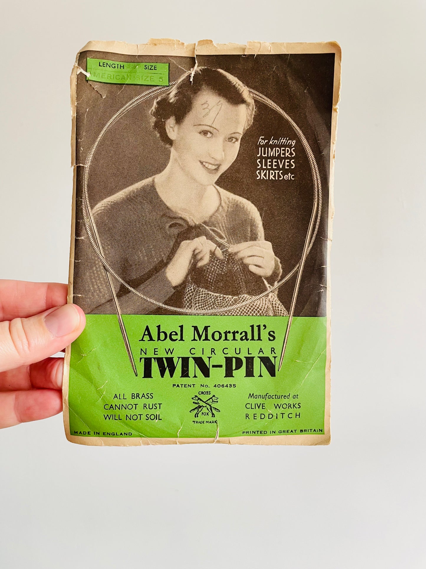 Abel Morrall's New Circular Twin-Pin for Knitting - American Size 5 - Clive Works Redditch Made in England