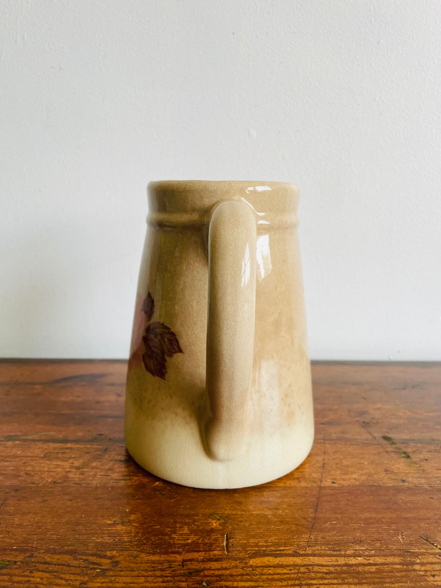 Farmhouse Stoneware Pitcher Jug Vase or Utensil Holder with Rose Design - Found in Dublin, Ireland
