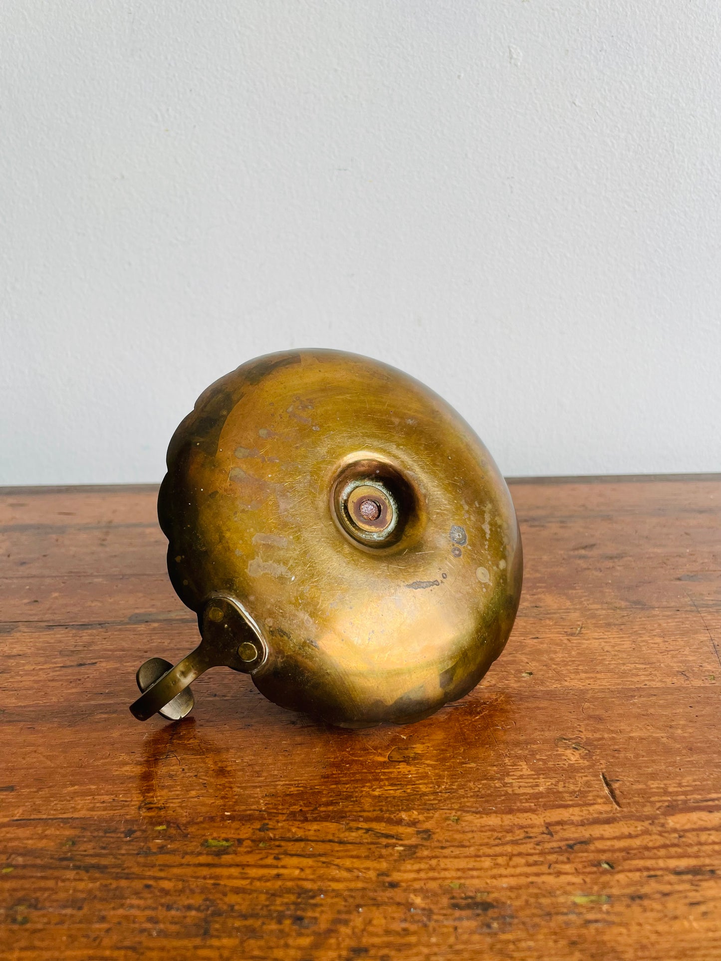 Antique Heavy & Solid Brass Chamberstick Candle Holder with Scalloped Edge