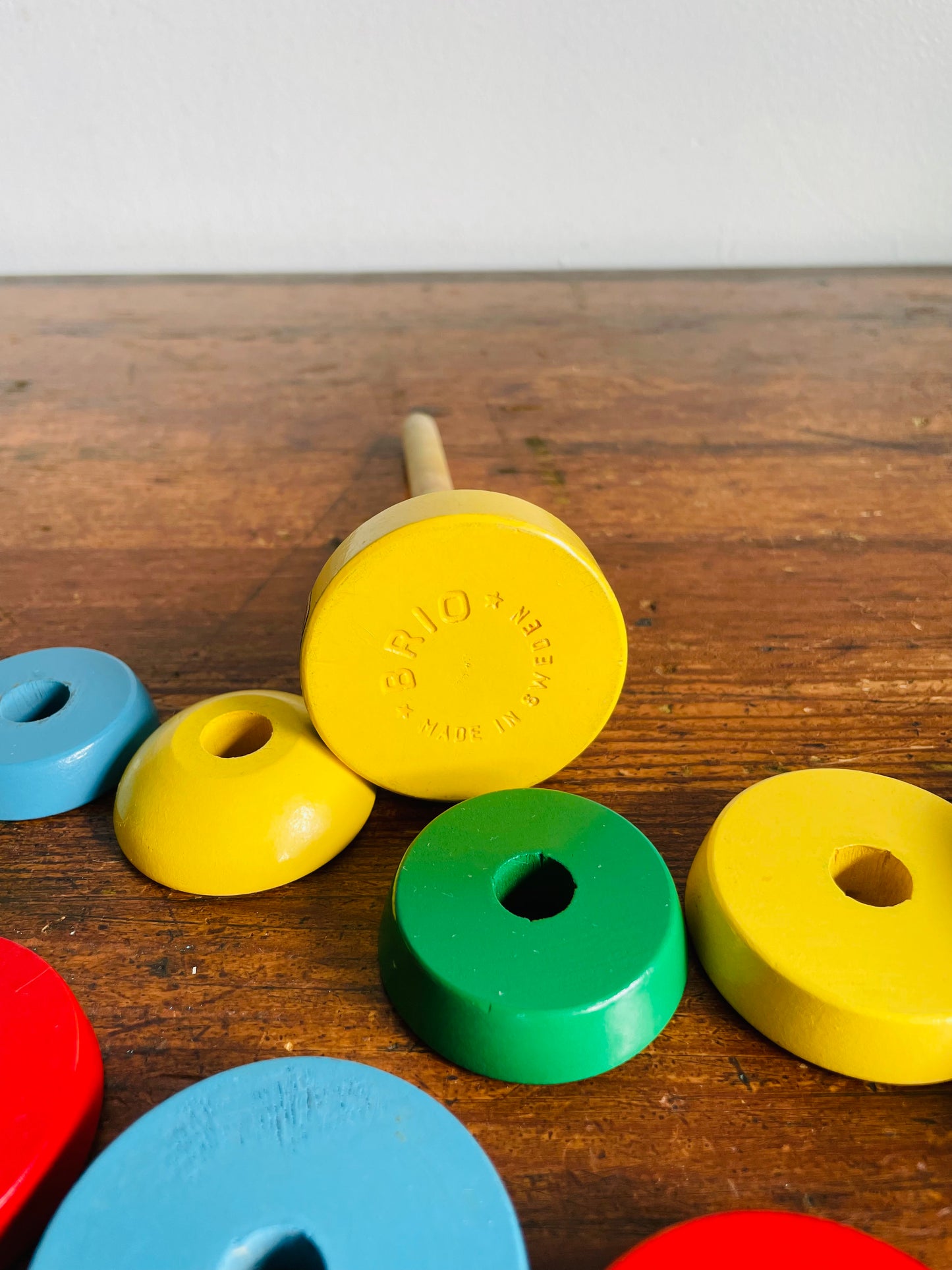 Vintage 1960s Brio Wood Stacking Parrot Bird Toy - Made in Sweden