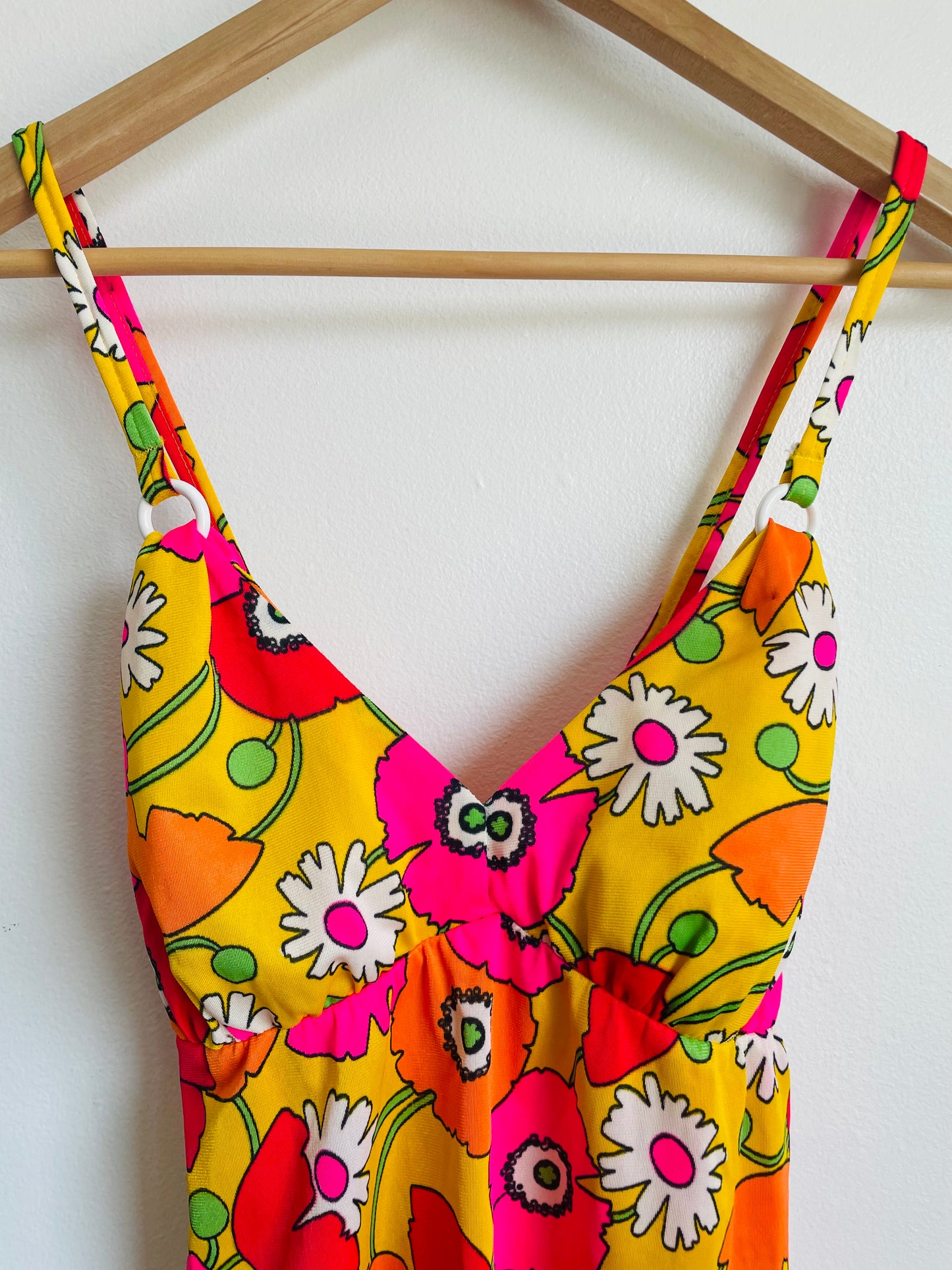 Groovy Sears Junior Bazaar Two Piece Sun Lounge Set or Swimsuit with Bright Flower Pattern - Wear Separately or Together - Bottoms & Tank Top - Please Read