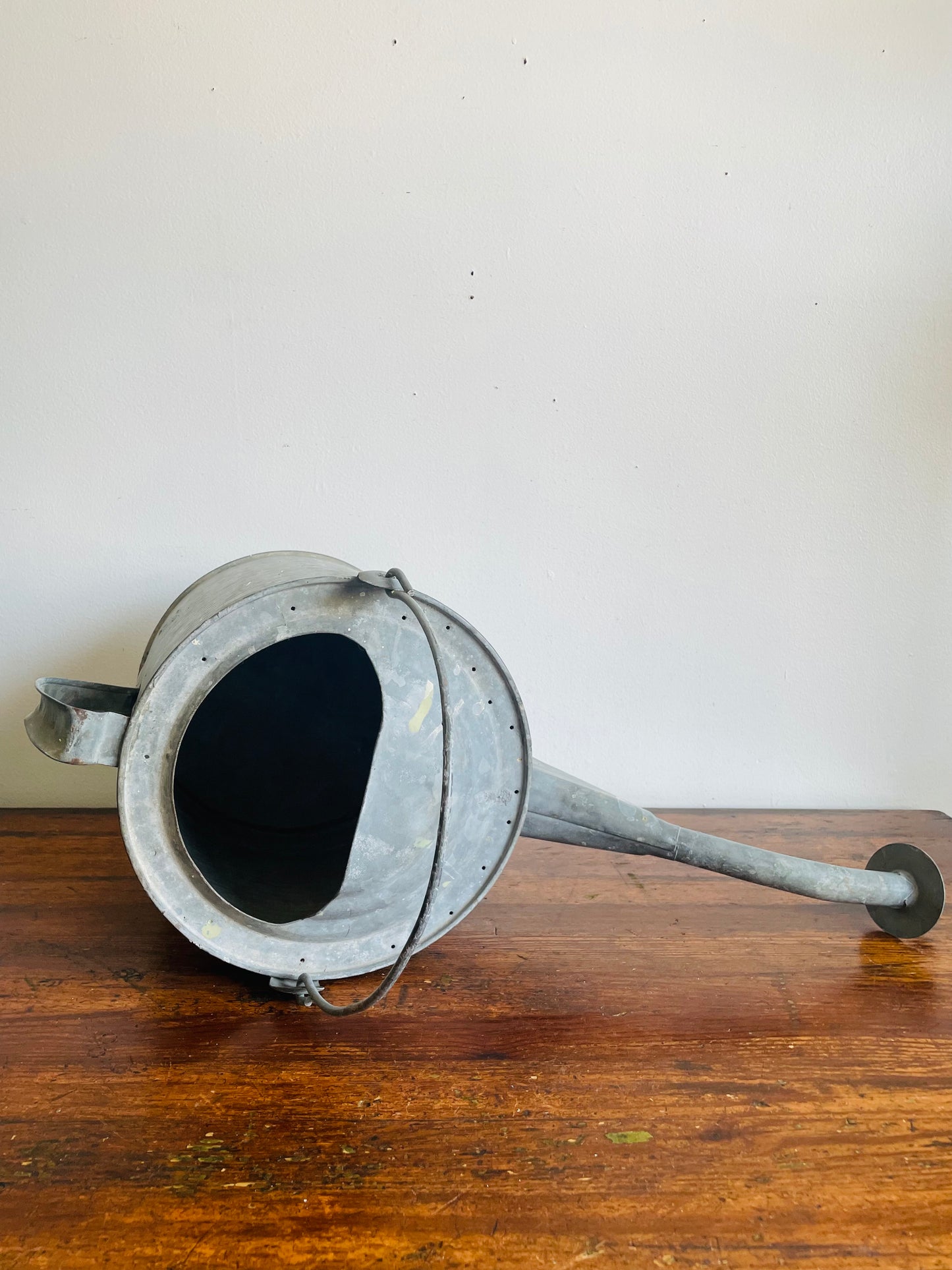 Vintage Large Zinc Galvanized Metal Watering Can with Pour Spout- Outdoor Use & Rustic Garden Decor - Tested & Holds Water