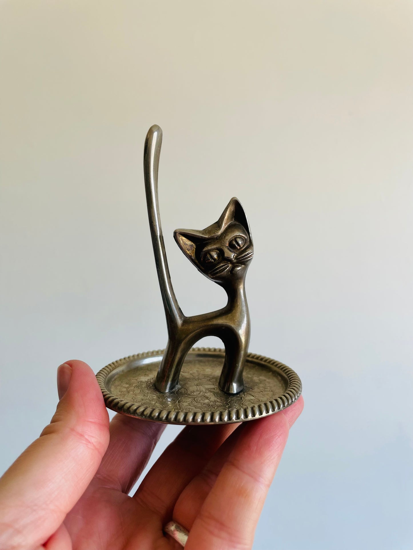 Seba Silver Plated Cat Ring Holder & Jewellery Dish - Made in England