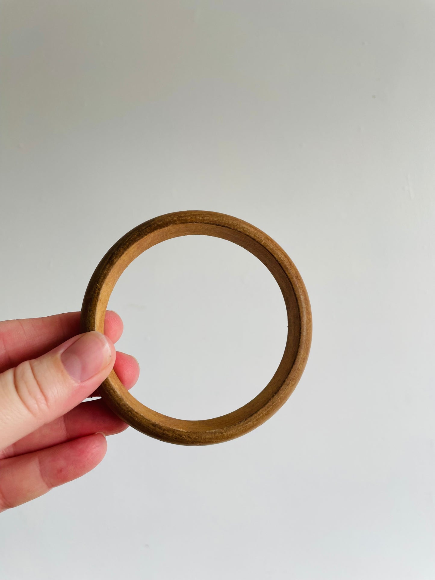 Solid Wood Bangle Bracelet with Etched Flower & Leaf Design