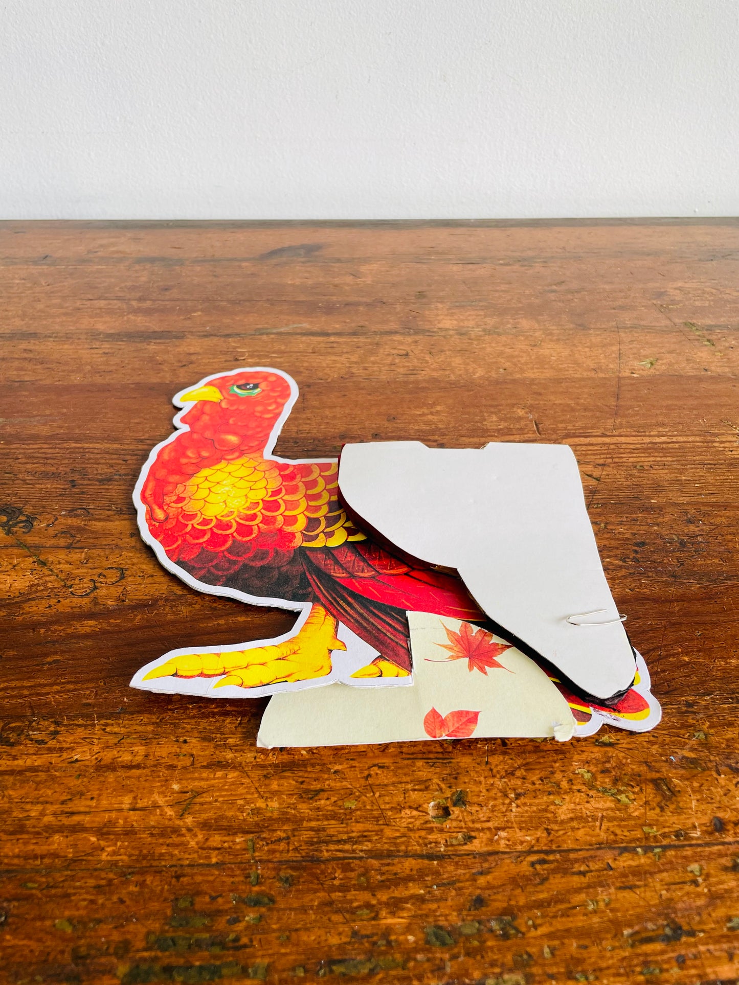 Vintage Cardboard & Tissue Paper Standing Turkey Honeycomb Decoration - Thanksgiving & Autumn Decor