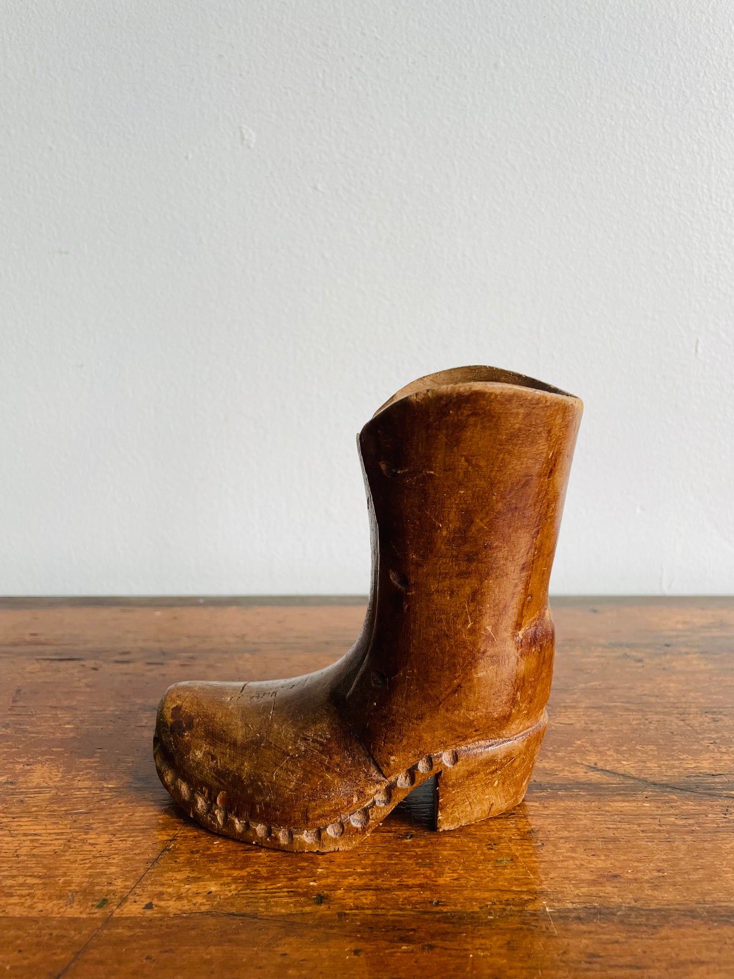 Handmade Wooden Boot Shoe - Carved From a Single Piece of Wood!