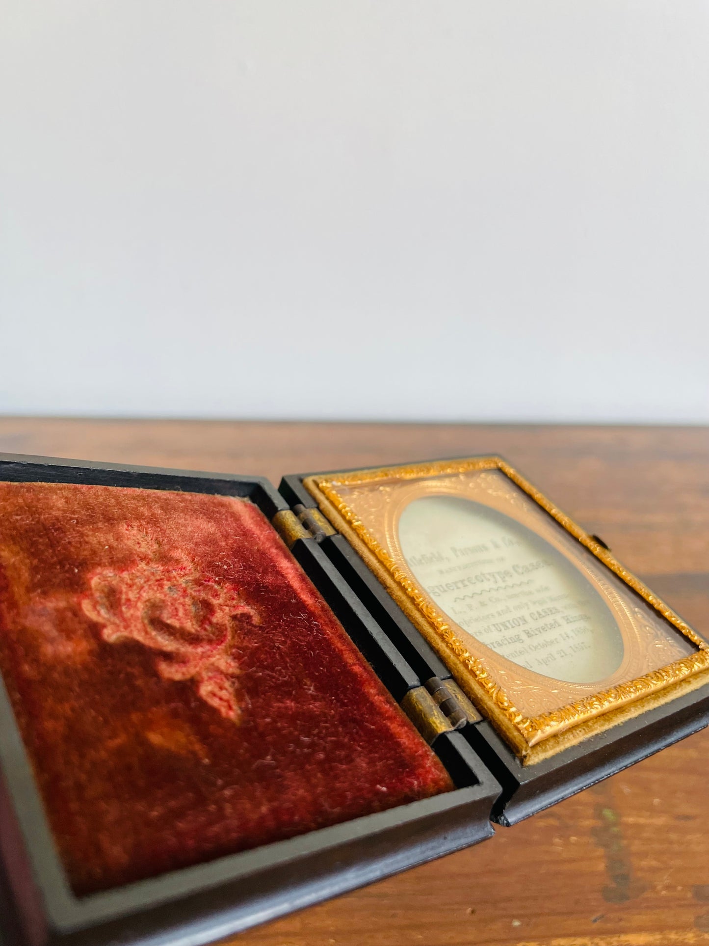 Antique 1857 Victorian Daguerreotype Photo Display Union Case - Littlefield, Parsons & Co. - Never Used