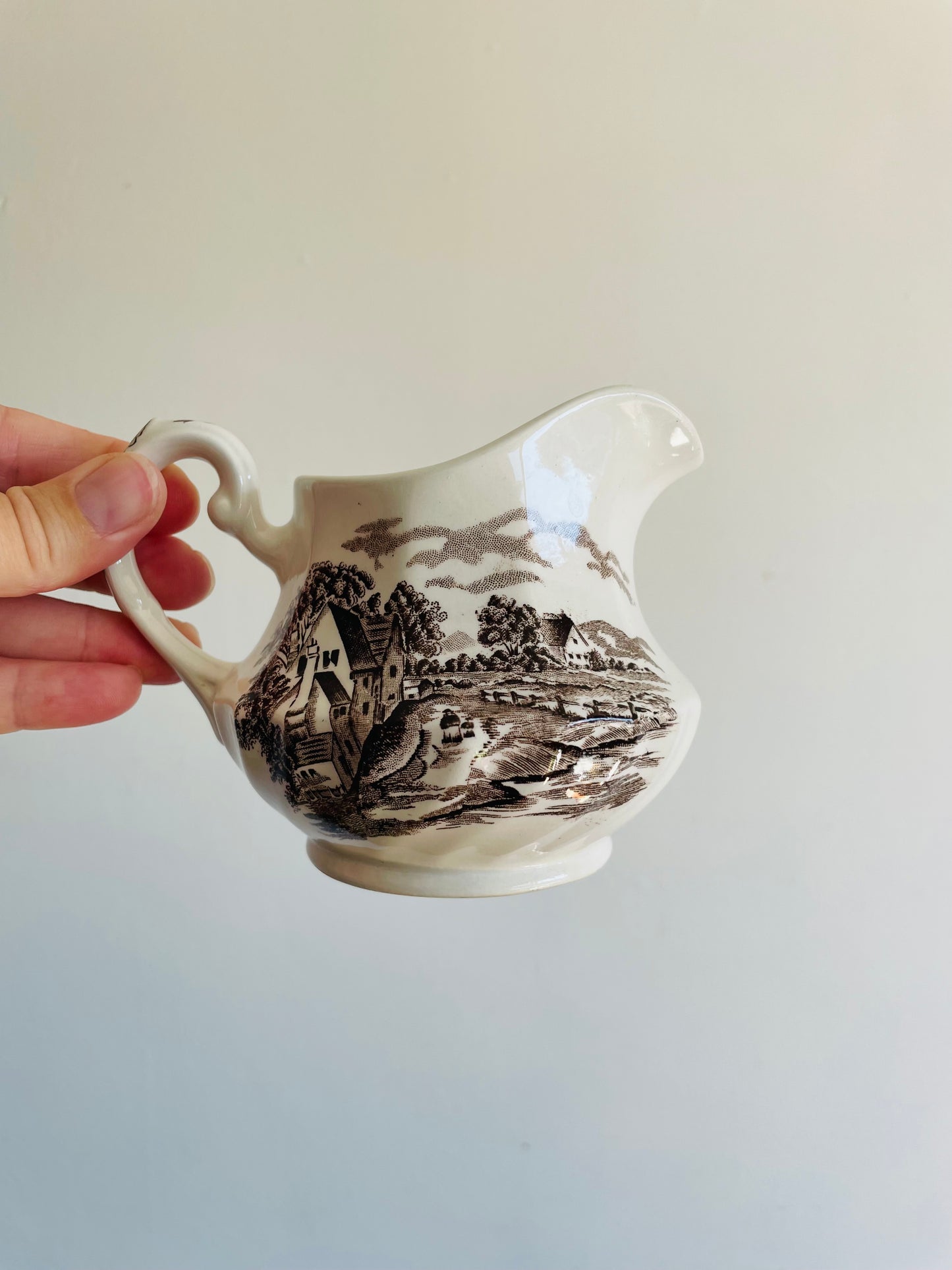 Ridgway Country Days Brown Transferware Creamer Jug - Staffordshire England