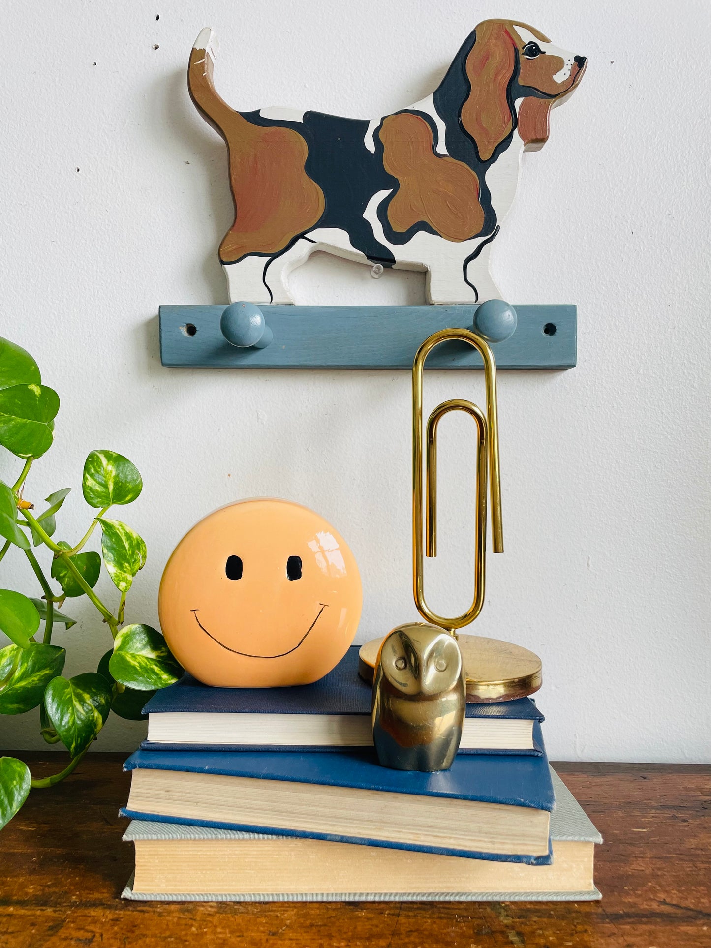 Vintage Pale Orange Smiley Happy Face Money Coin Piggy Bank
