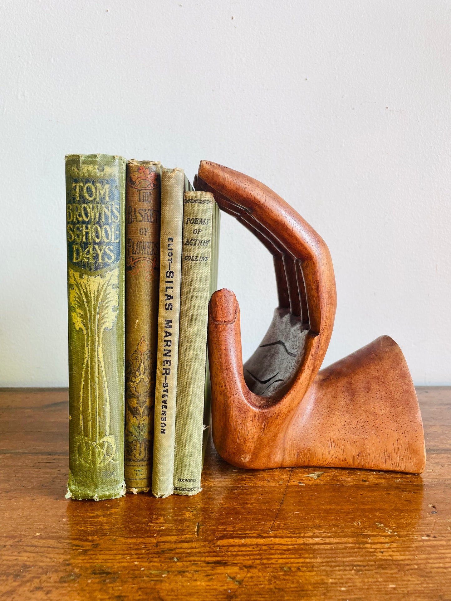 Vintage Large Carved Wood Right Hand - Can Stand or Hang on Wall - Fingers Curve to Hold Objects - Air Plant, Toilet Paper Roll, Business Cards, Etc.