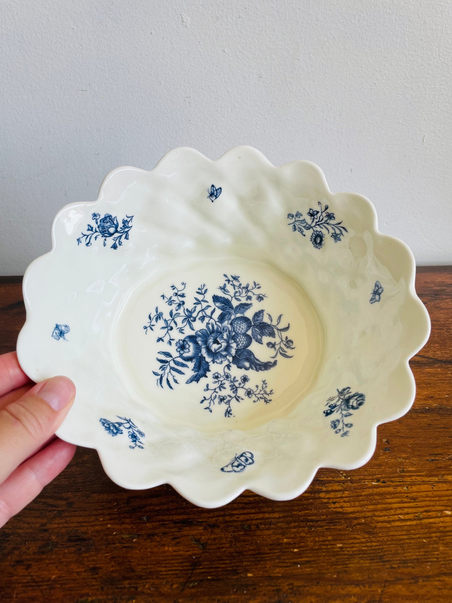 Vintage Royal Worcester "Blue Sprays" Bone China Bowl with Floral Design - Made in England