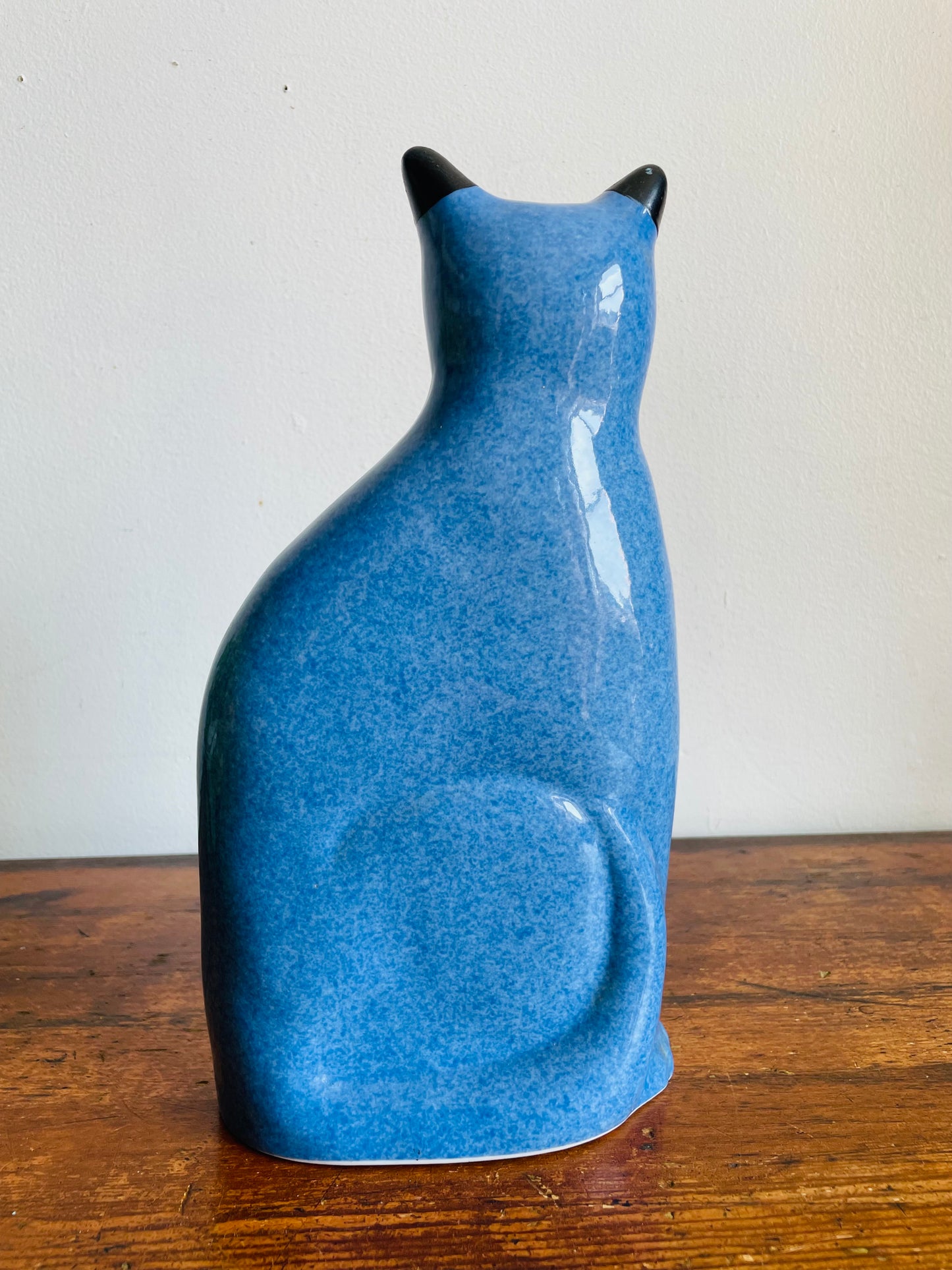 Vintage Calico China Large Blue 11" Cat Statue Figurine