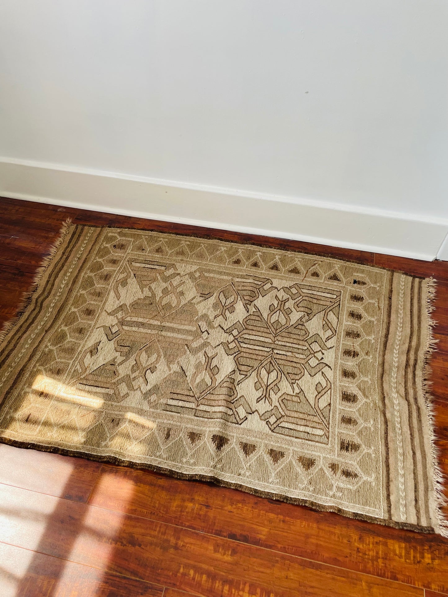 Hand Knotted Throw Rug with Beautiful Design