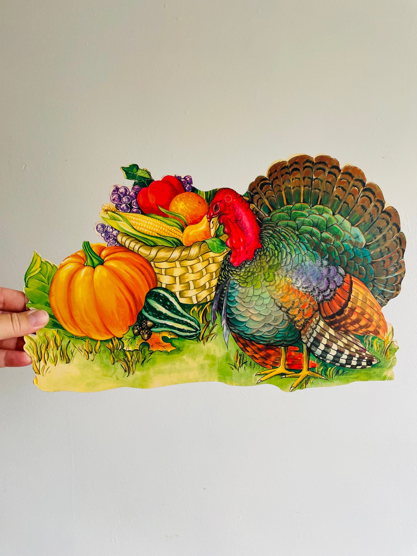 Vintage Thanksgiving Cardboard Cutout - Turkey with Bountiful Harvest # 2