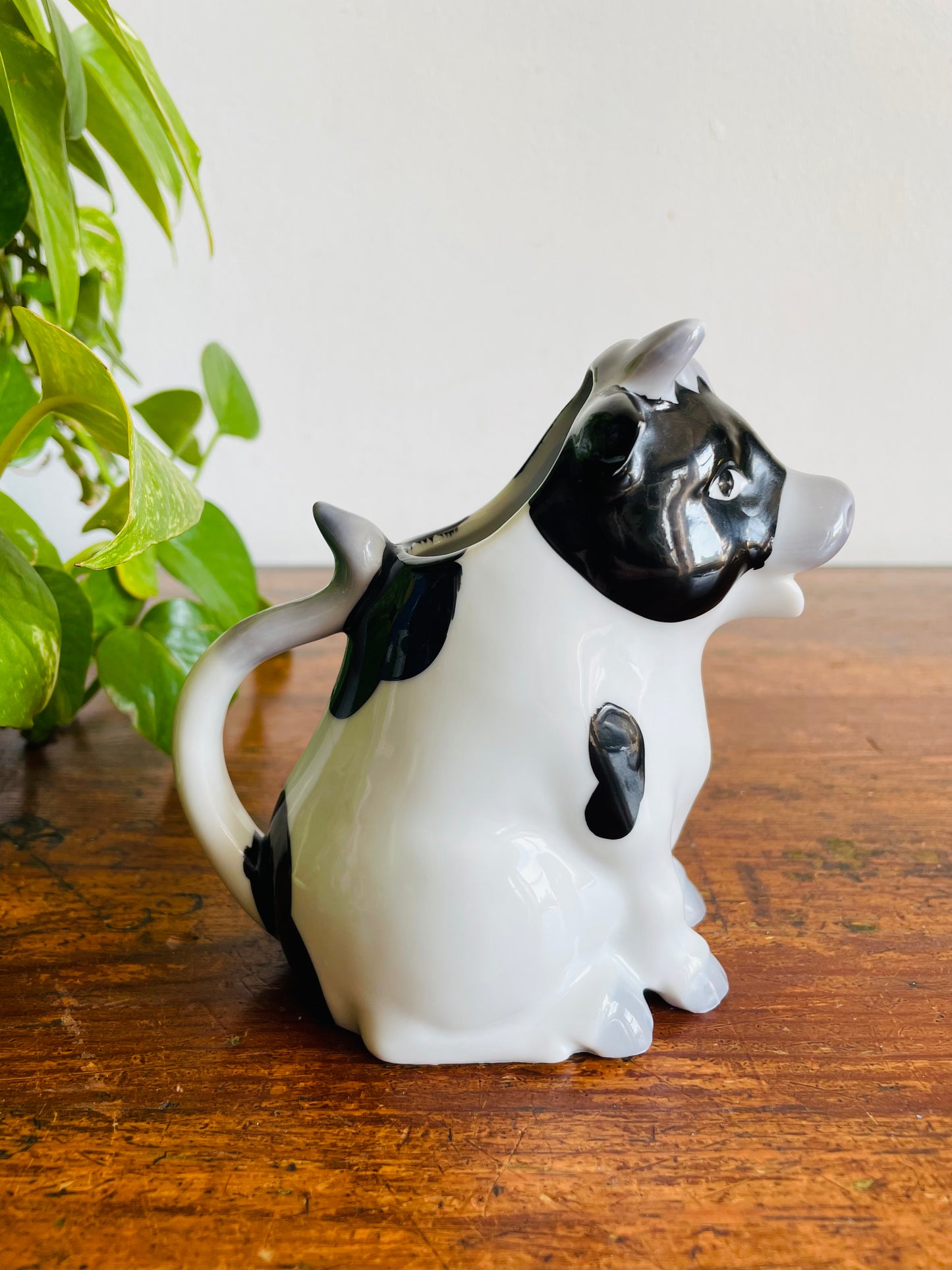 Vintage Fun Novelty Black & White Cow Creamer Milk Pitcher Jug