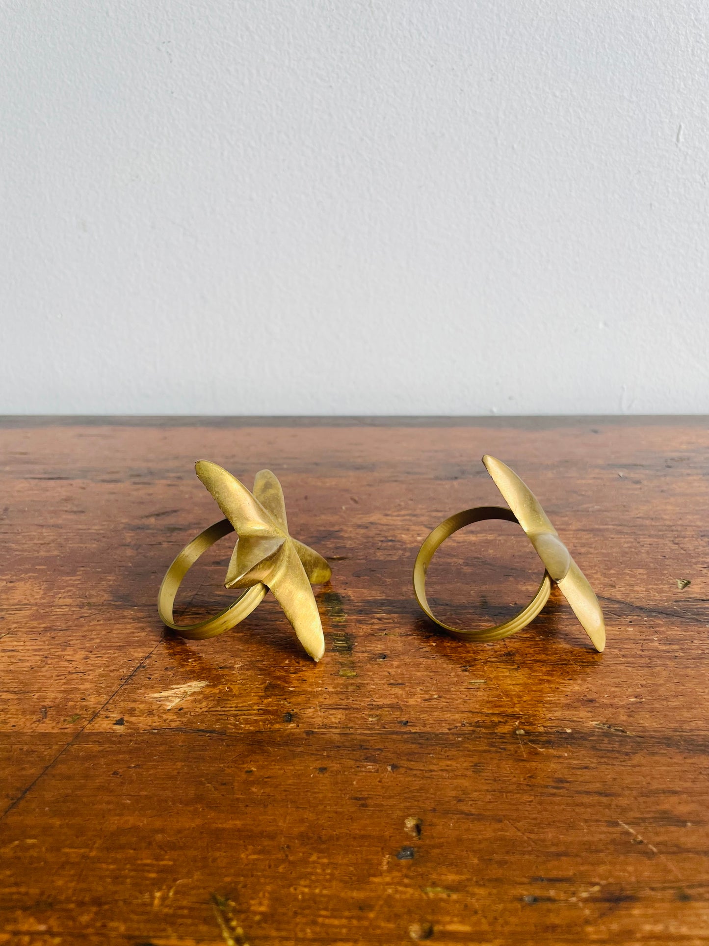 Solid Brass Nautical Star Napkin Ring Holders - Set of 2