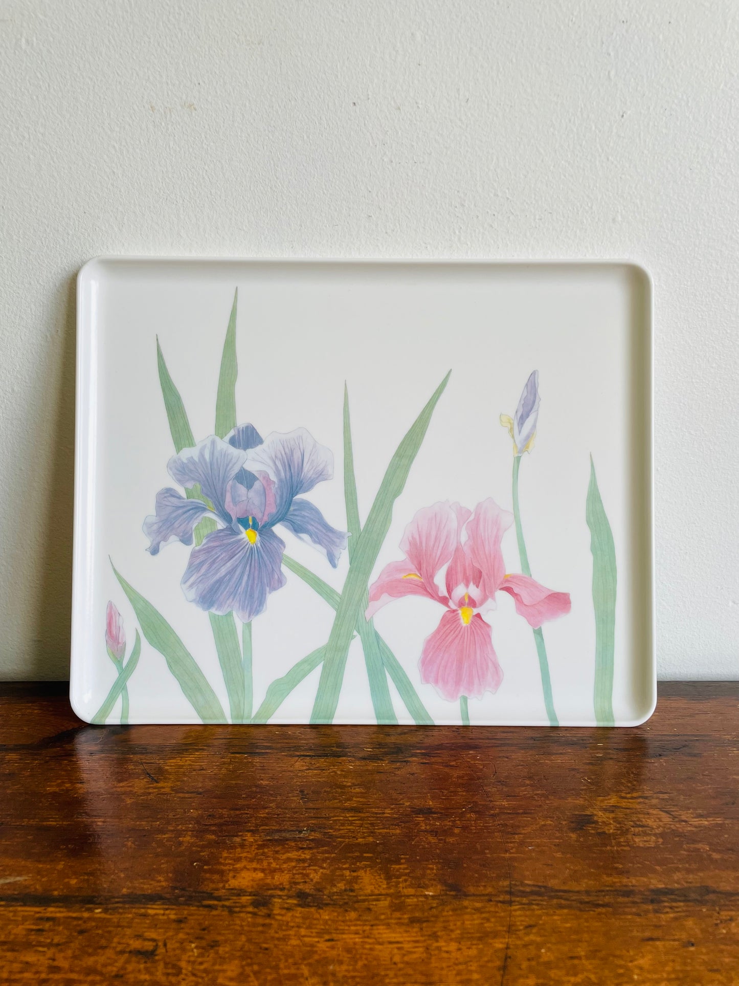 Mebel Melamine Serving or Decorative Tray with Purple & Pink Iris Flowers - Made in Italy