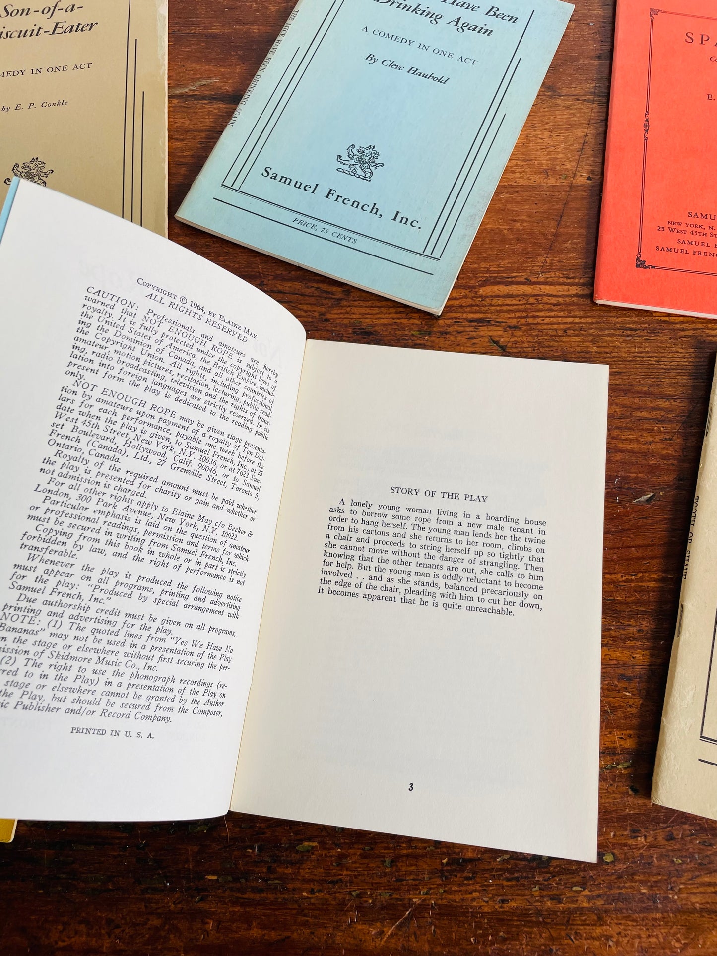 One-Act Plays & Comedy Paperback Book Bundle - Set of 6 Books - E. P. Conkle, Elaine May, Cleve Haubold, Bruce Kimes, Josephina Niggli