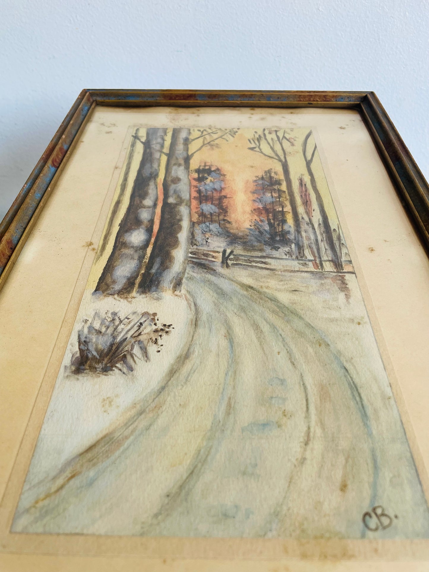 Original Art Watercolour Painting of Path Leading Through Forest - Possibly Antique - Artist Signed