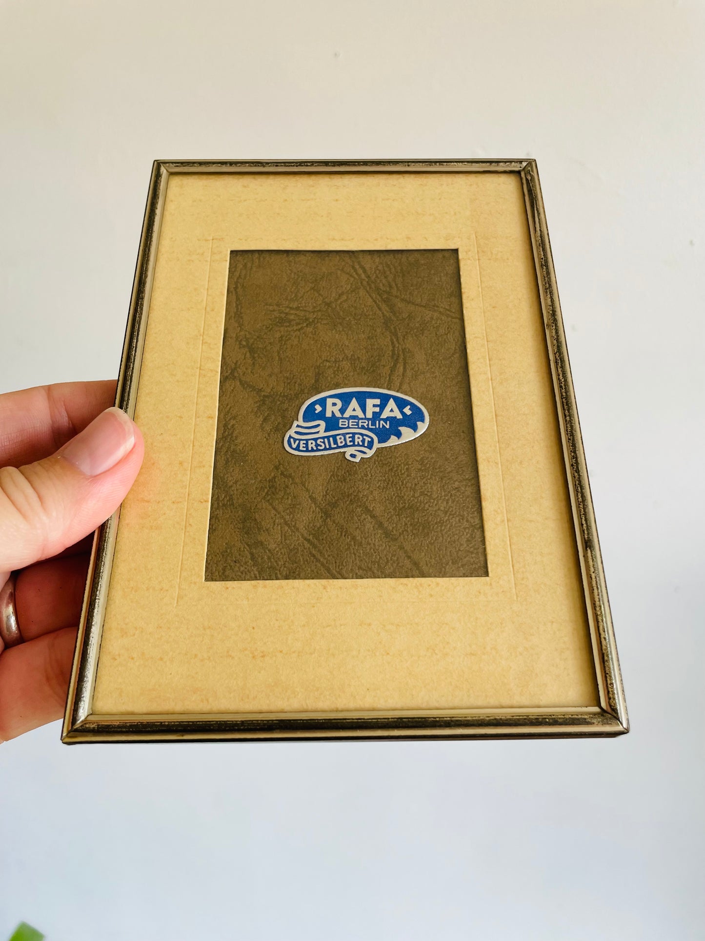 Vintage Rafa Berlin Versilbert (Silver-Plated) Picture Frame with Mat - Easel Prop & Wall Hooks - 2.25" x 3.5" Photo Size