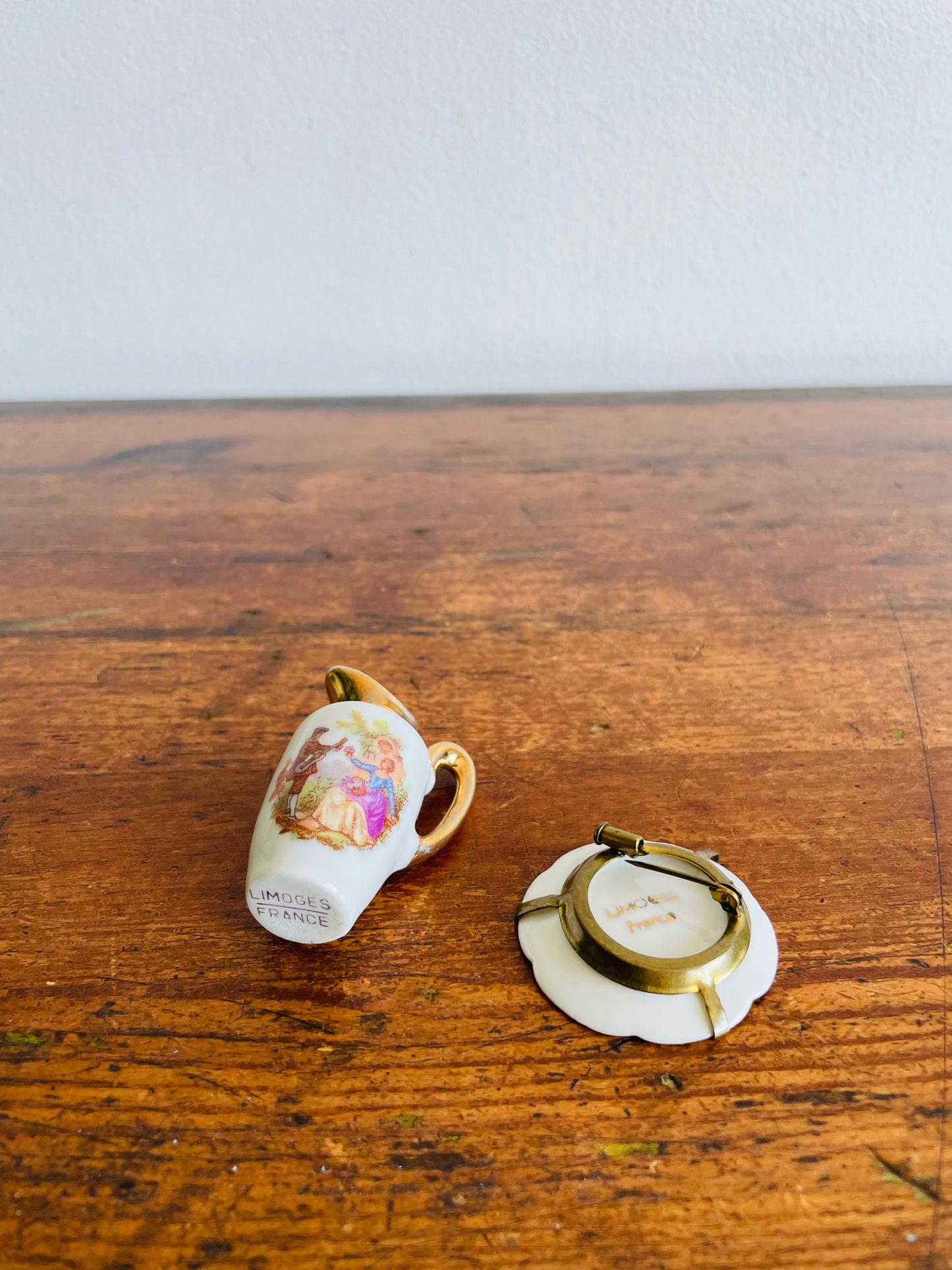 Limoges France Porcelain Dollhouse Miniatures - Pitcher & Plate
