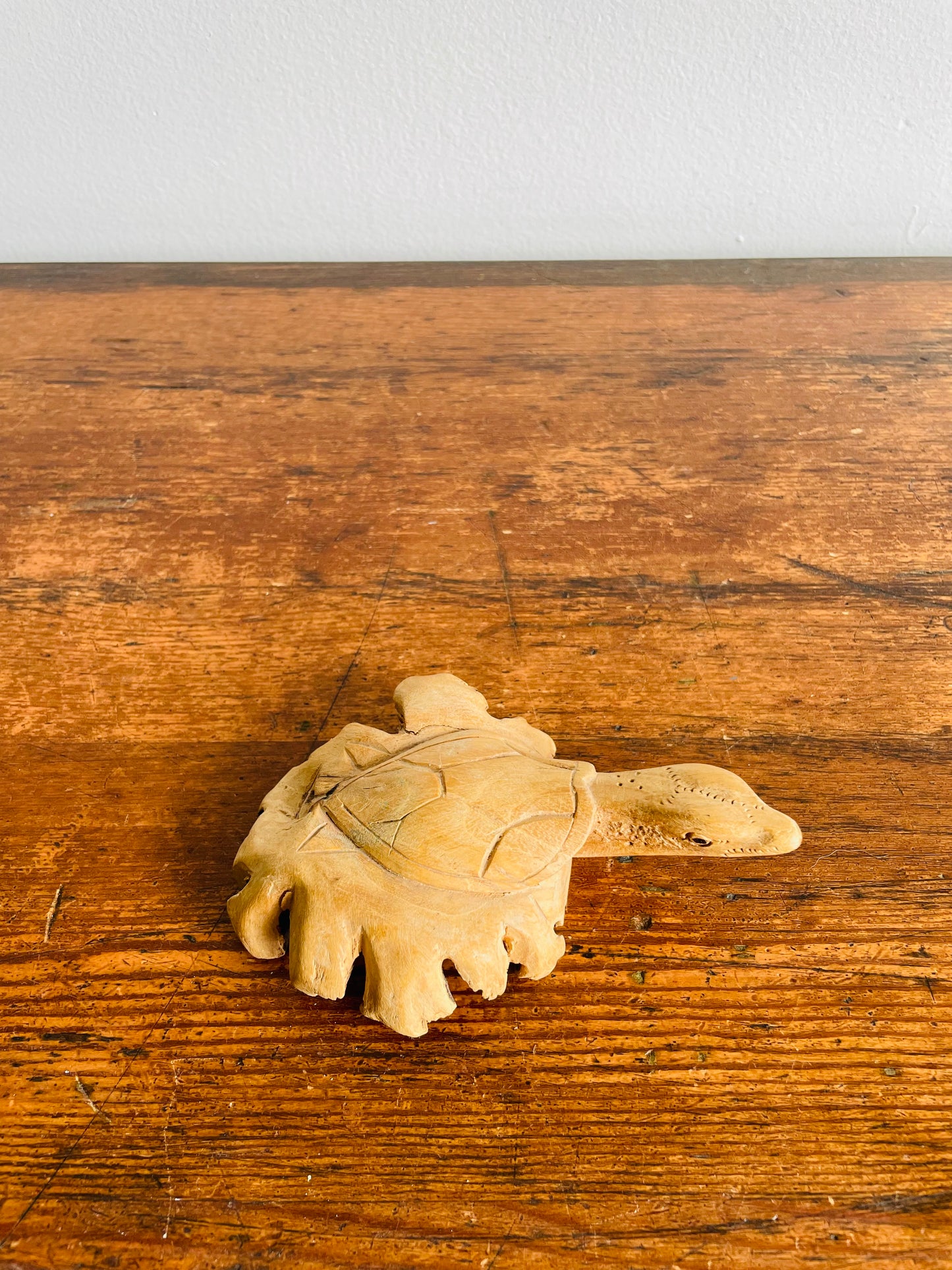 Hand Carved Wooden Turtle Sculpture Figurine