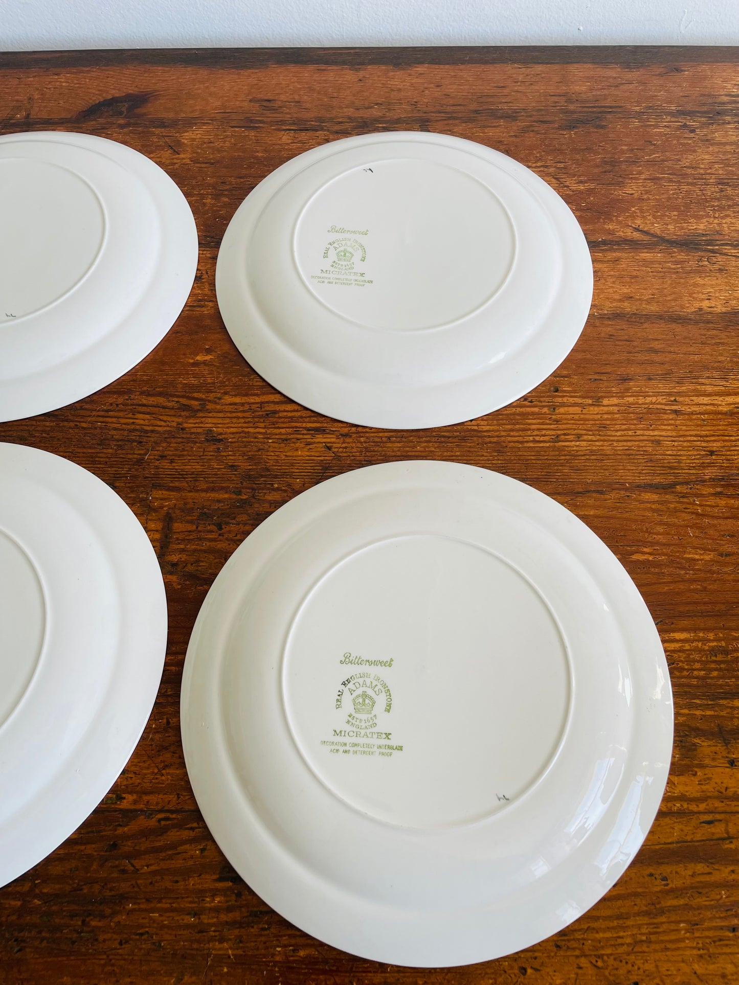 Adams Real English Ironstone Micratex Side Dish 8" Plates - Bittersweet Flower Pattern - Set of 4