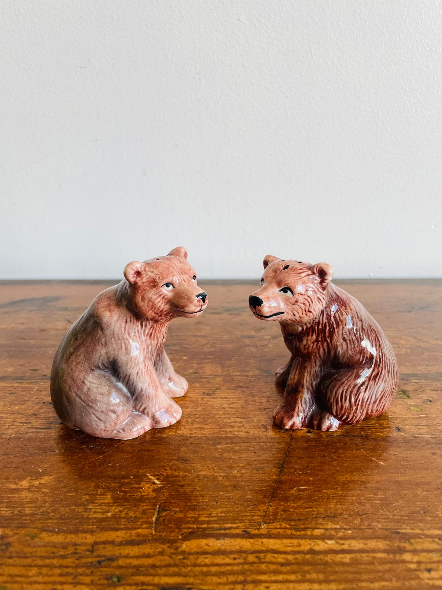 Giftcraft Taiwan Ceramic Brown Bear Salt & Pepper Shakers - Set of 2