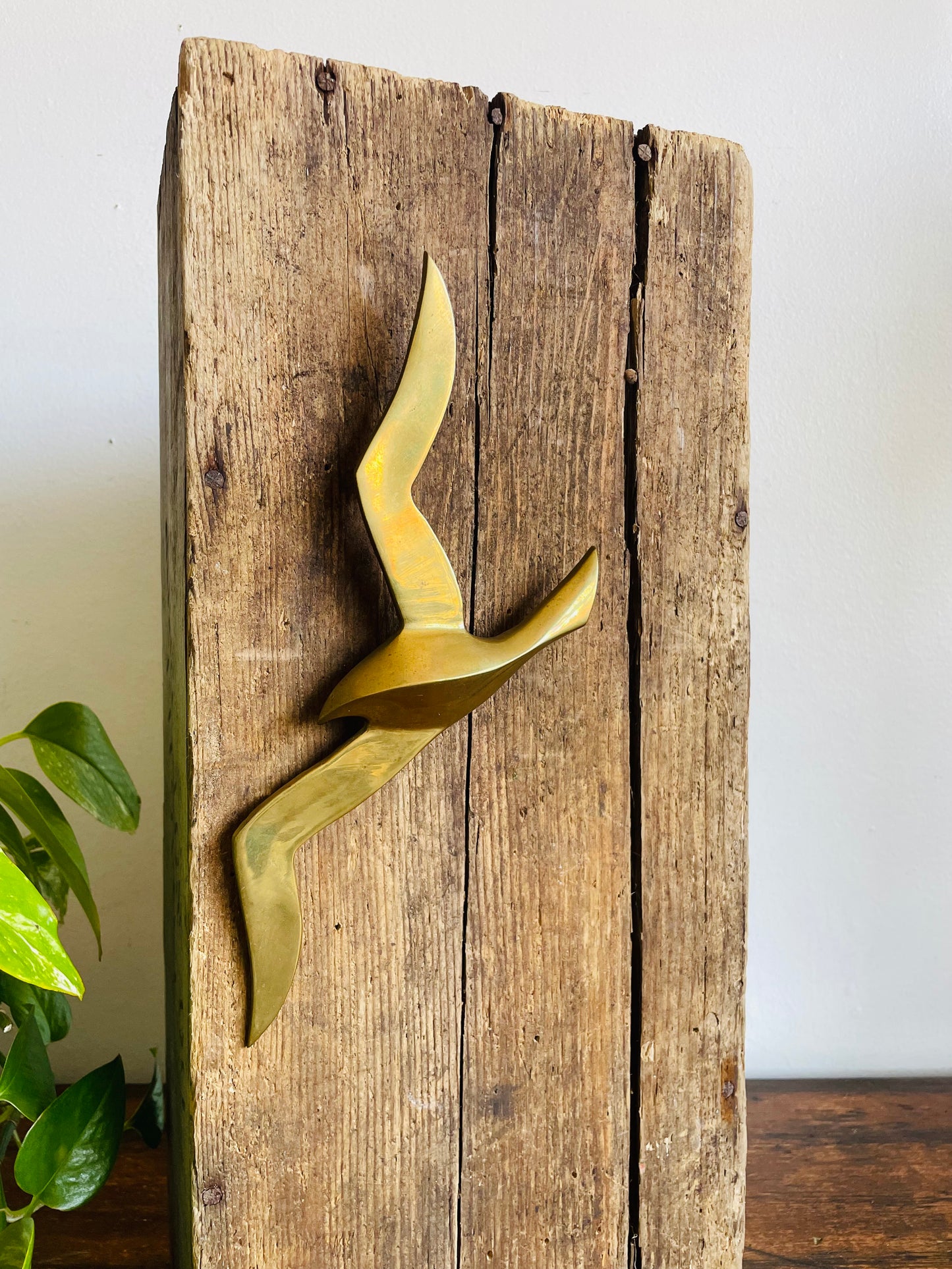 Vintage Solid Brass Flying Seagull Bird - Wall Hanging Decor