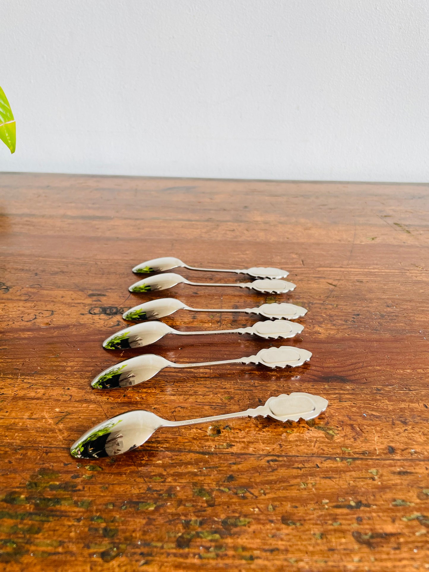 Vintage Collection of Demitasse Mini Stainless Steel Flower Spoons - Set of 6 - Made in Japan