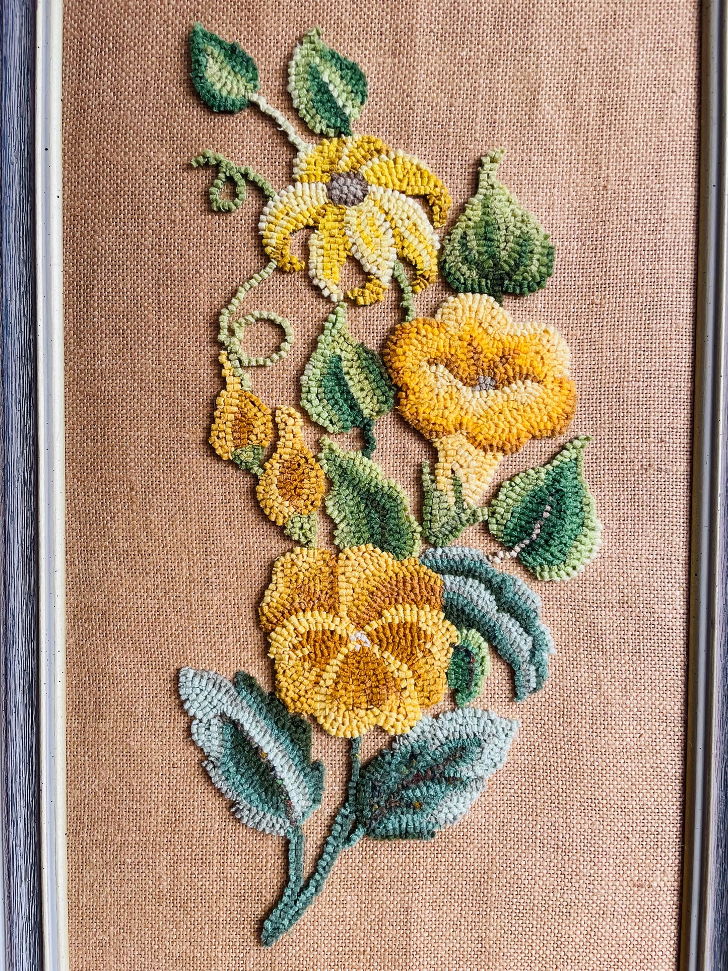 Tall Floral Rug Hook Embroidery Picture - June 19, 1979