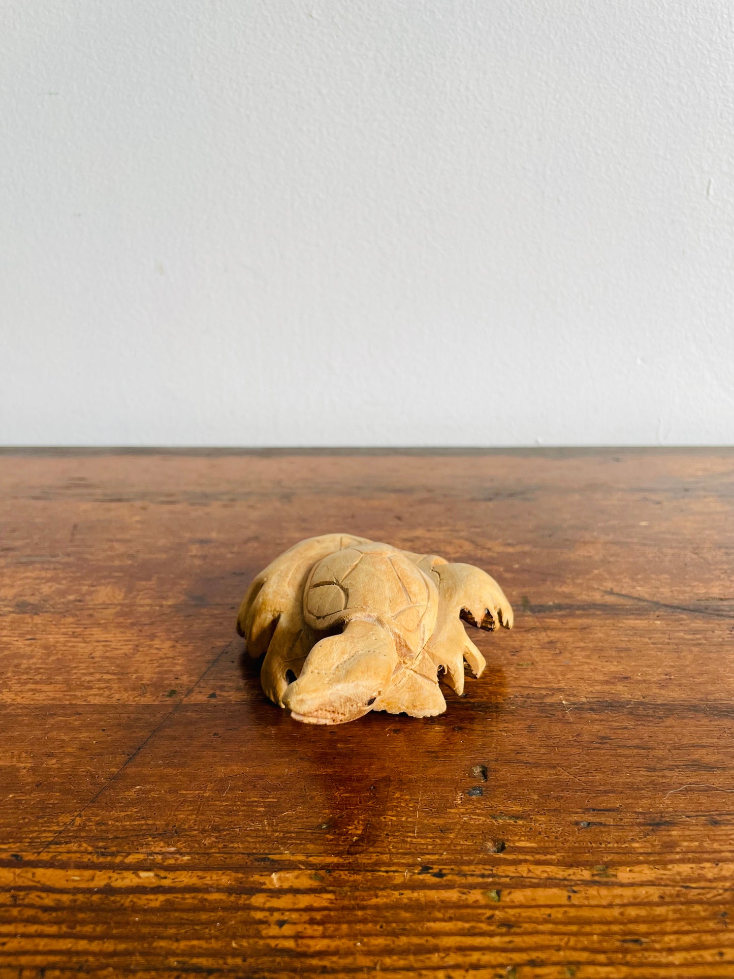 Hand Carved Wooden Turtle Sculpture Figurine