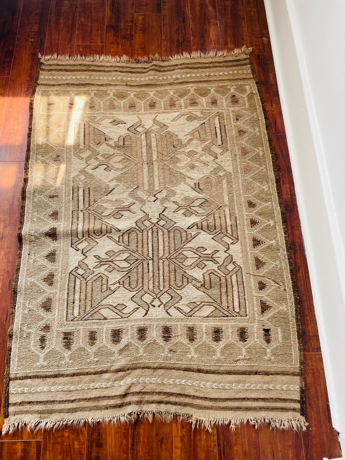 Hand Knotted Throw Rug with Beautiful Design