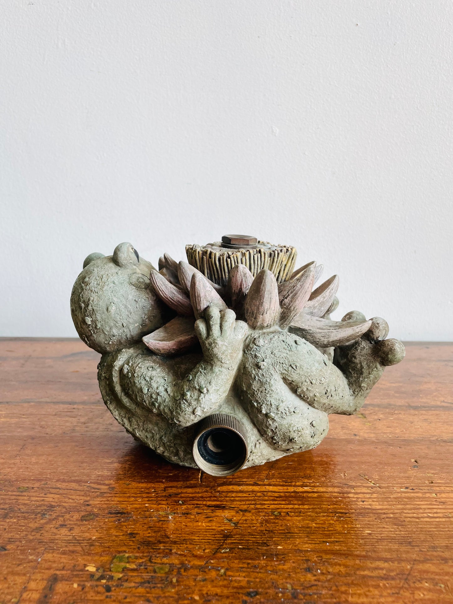 Adorable Frog with Flower Sprinkler or Fountain Water Feature - Easily Attaches to a Garden Hose!