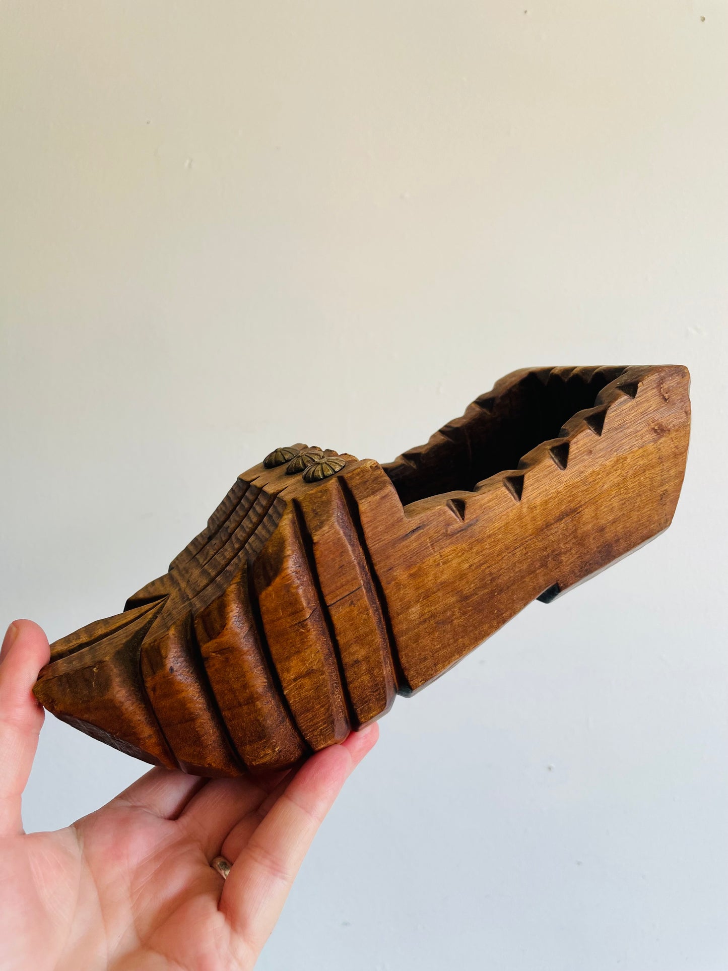 French Carved Wooden Shoe Brush Holder - Also Great for a Plant or Business Cards - Found in Dublin, Ireland